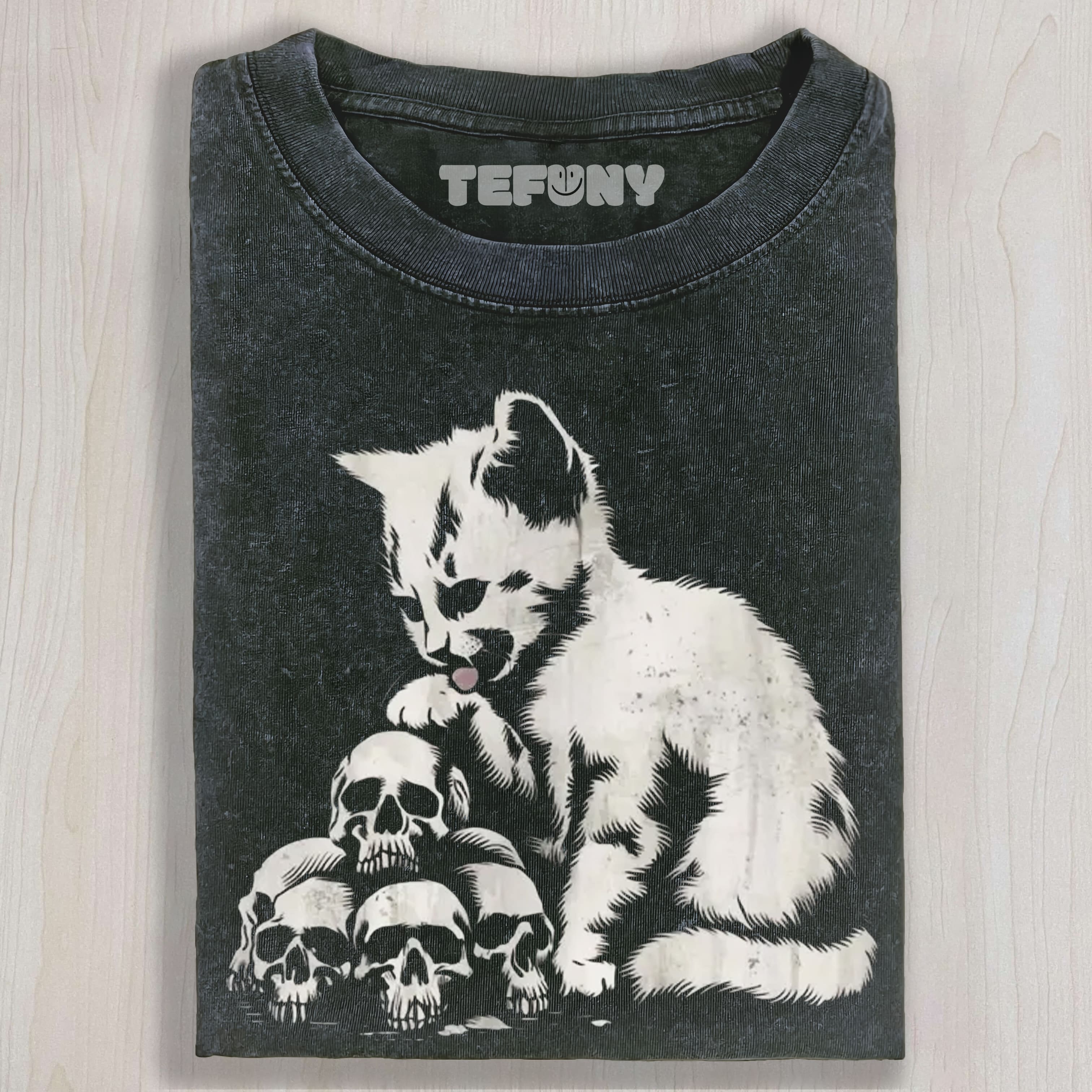 SPOOKY CAT SKULL VINTAGE T UNISEX TEE, TANK TOP, LAYERED LS, SWEATSHIRT & HOODIE