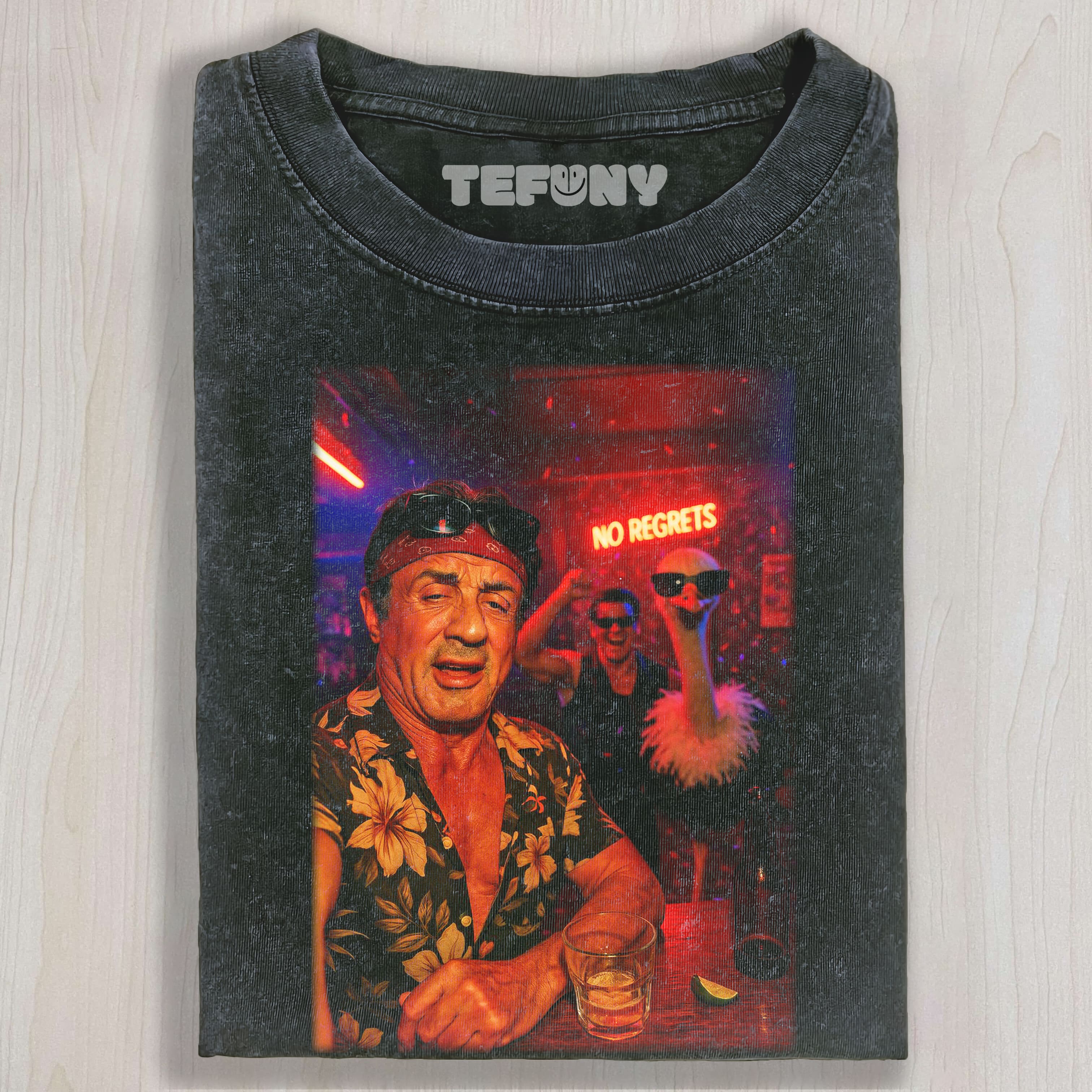 STALLONE IN A BAR TEE & SWEAT & HOOD
