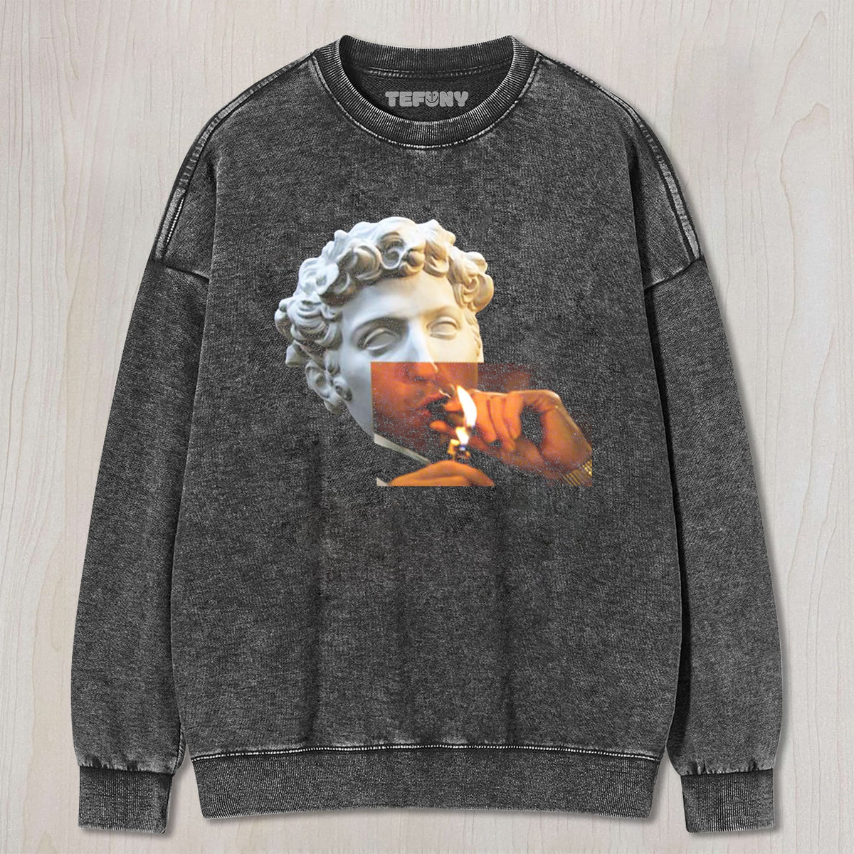 STATUE PARODIES SMOKING UNISEX TEE, TANK TOP, LAYERED LS, SWEATSHIRT & HOODIE
