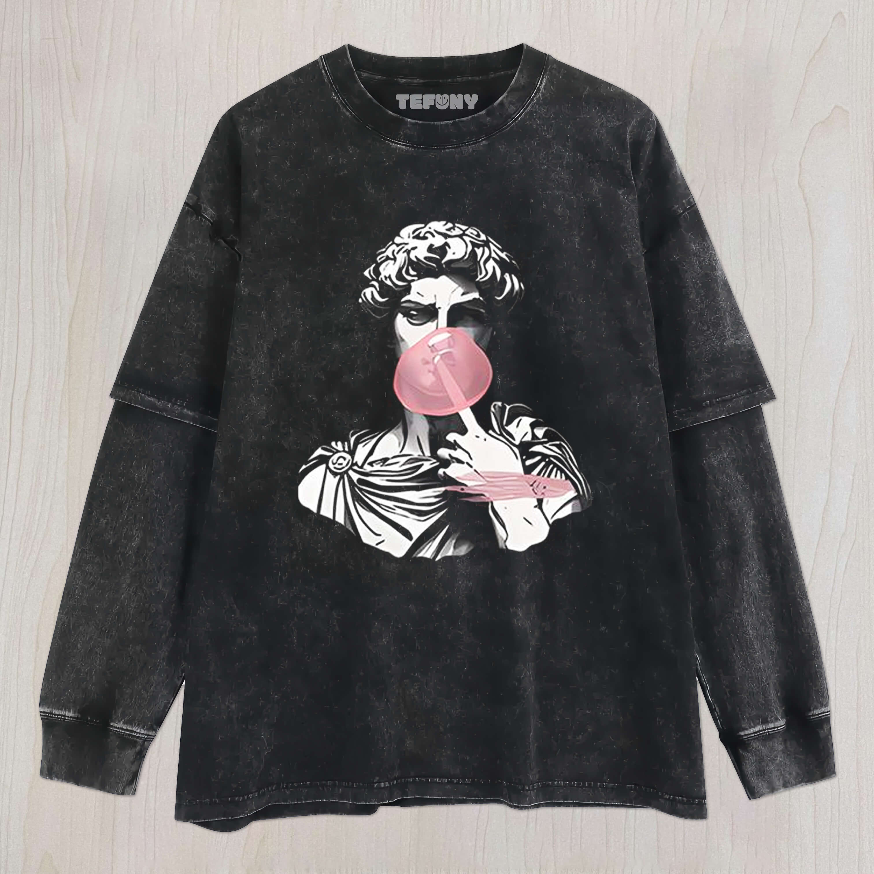 STATUE OF DAVID BLOWING A BUBBLE UNISEX TEE, TANK TOP, LAYERED LS, SWEATSHIRT & HOODIE