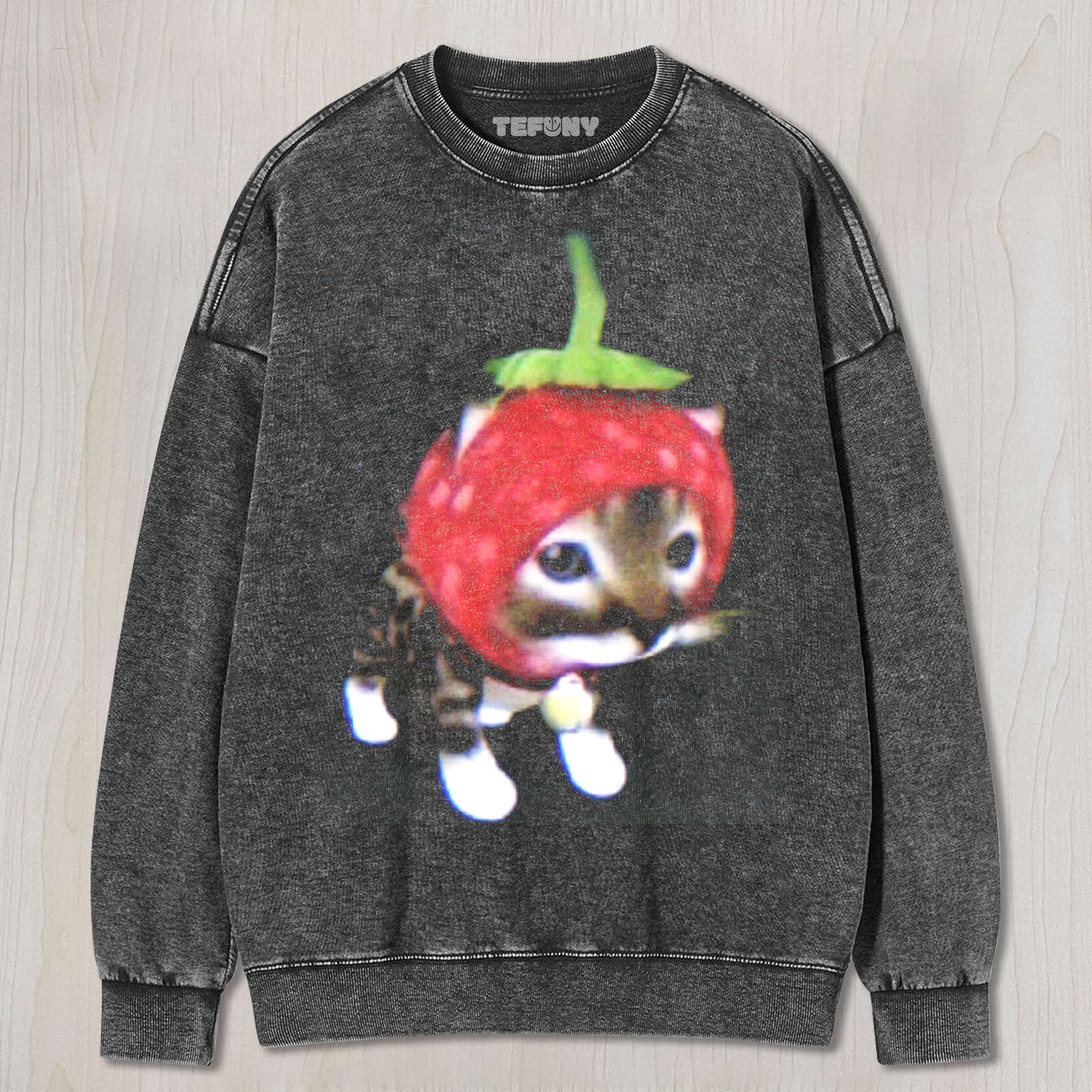 STRAWBERRY CAT HEADBAND SHORT-SLEEVE T-SHIRT