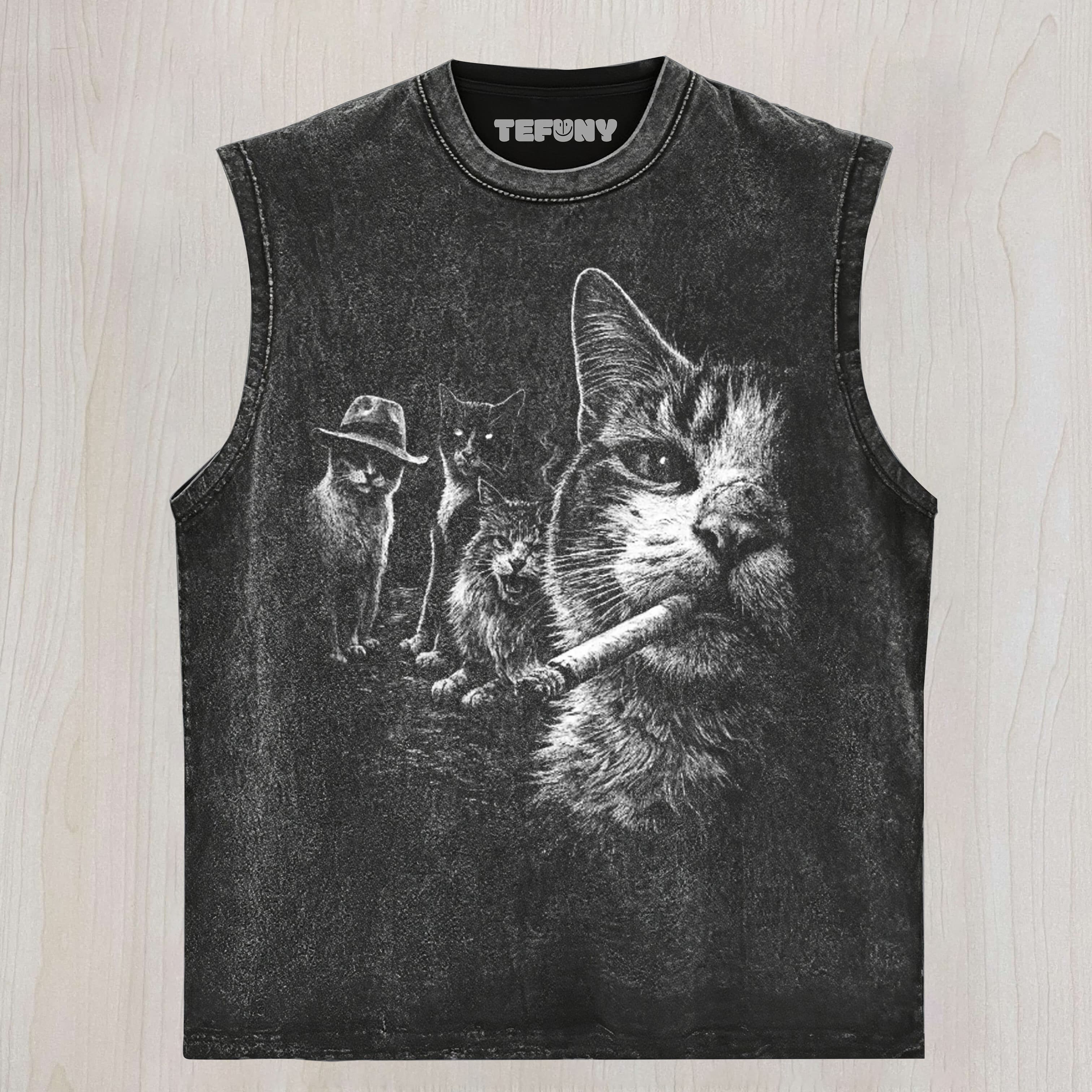 STREET MAFIA CAT SMOKING UNISEX TEE, TANK TOP, LAYERED LS, SWEATSHIRT & HOODIE