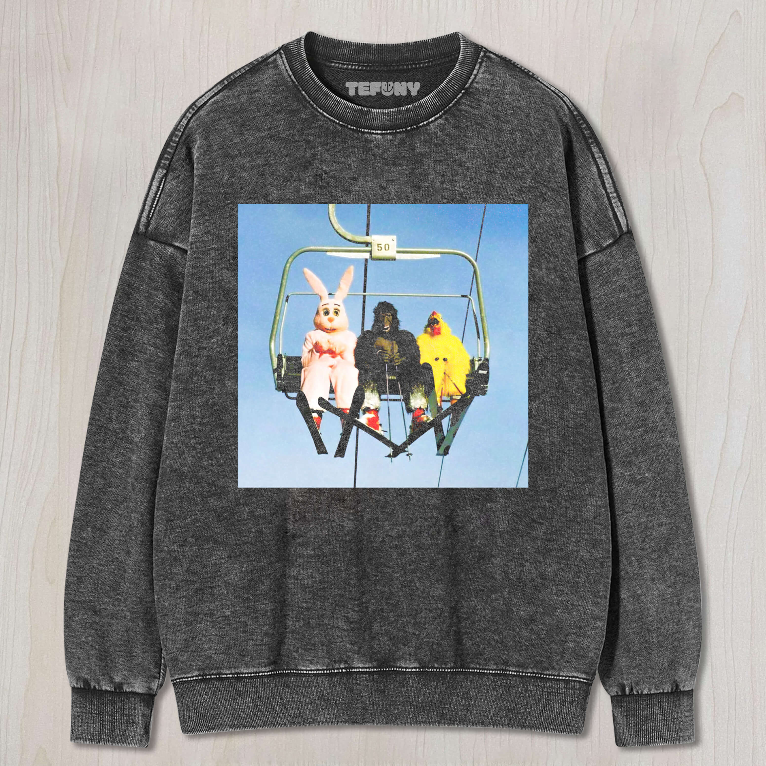 STUFFED ANIMALS SITTING ON TOP OF A SKI LIFT T-SHIRT