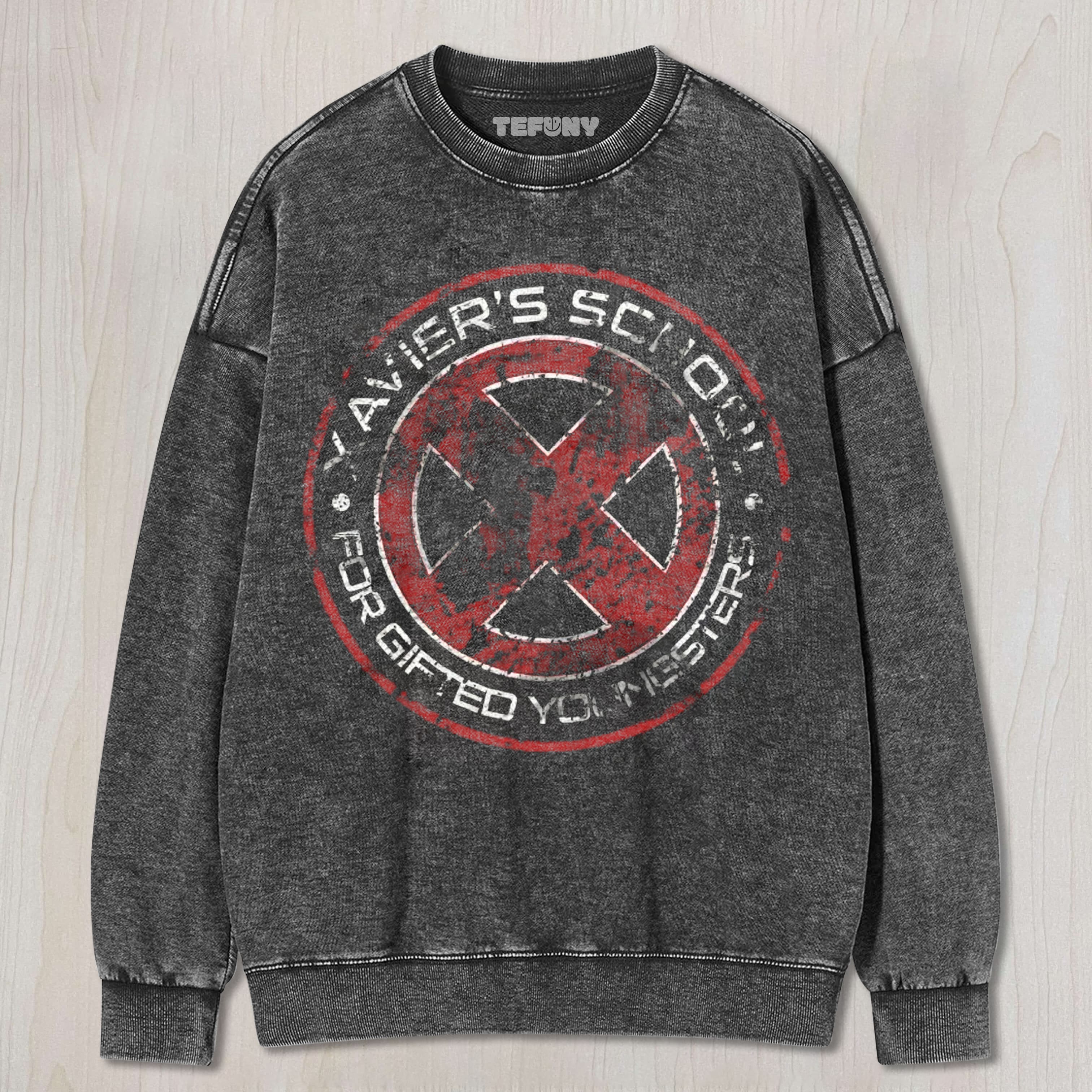 SUPERHERO SCHOOL LOGO GRAPHIC WASHED UNISEX TEE, TANK TOP, LAYERED LS, SWEATSHIRT & HOODIE