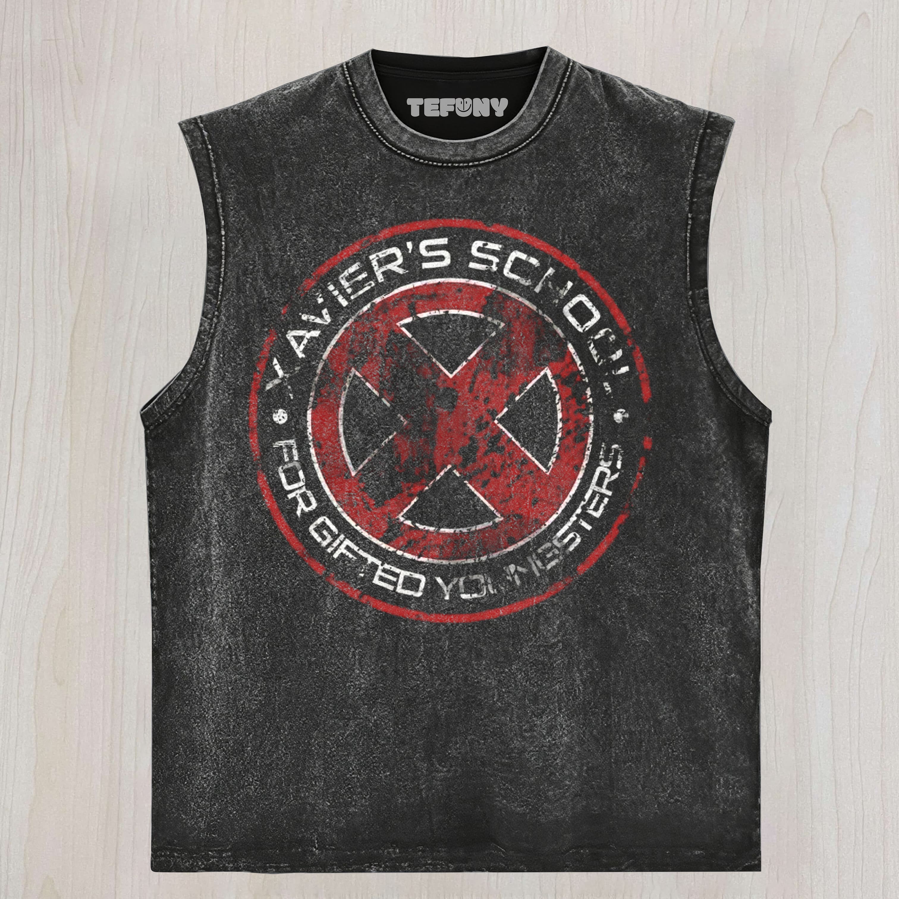 SUPERHERO SCHOOL LOGO GRAPHIC WASHED UNISEX TEE, TANK TOP, LAYERED LS, SWEATSHIRT & HOODIE