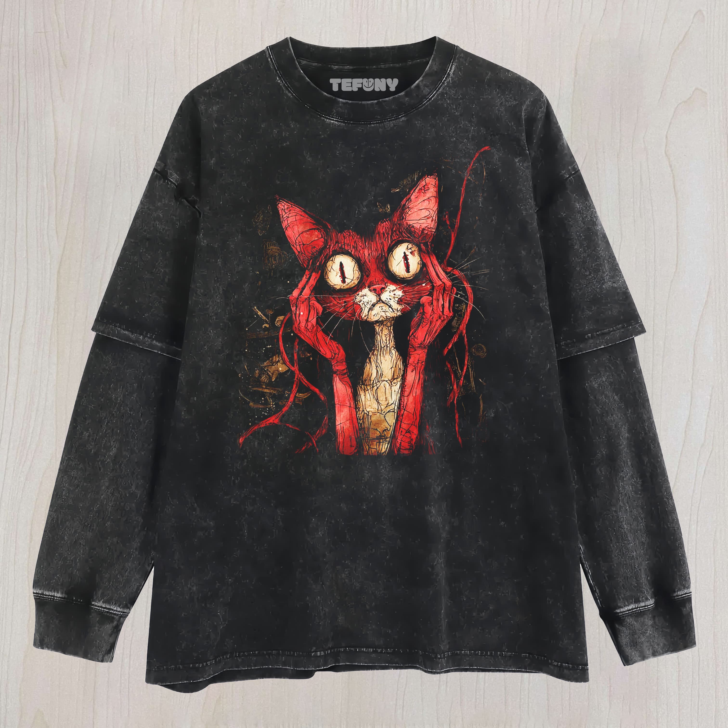 SURPRISED CAT UNISEX TEE, TANK TOP, LAYERED LS, SWEATSHIRT & HOODIE
