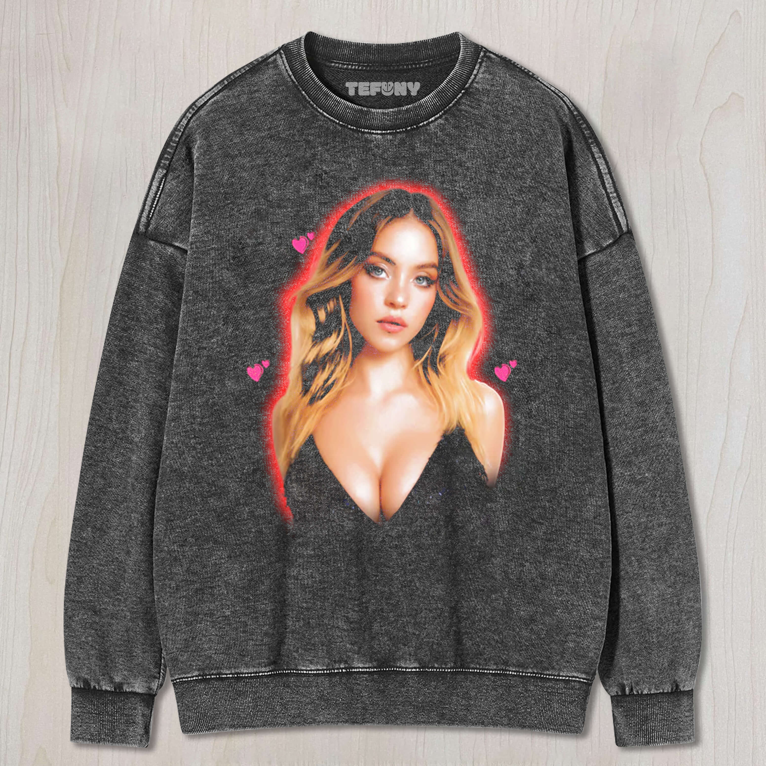 SYDNEY SWEENEY HEART PATTERN TEE & SWEAT & HOOD