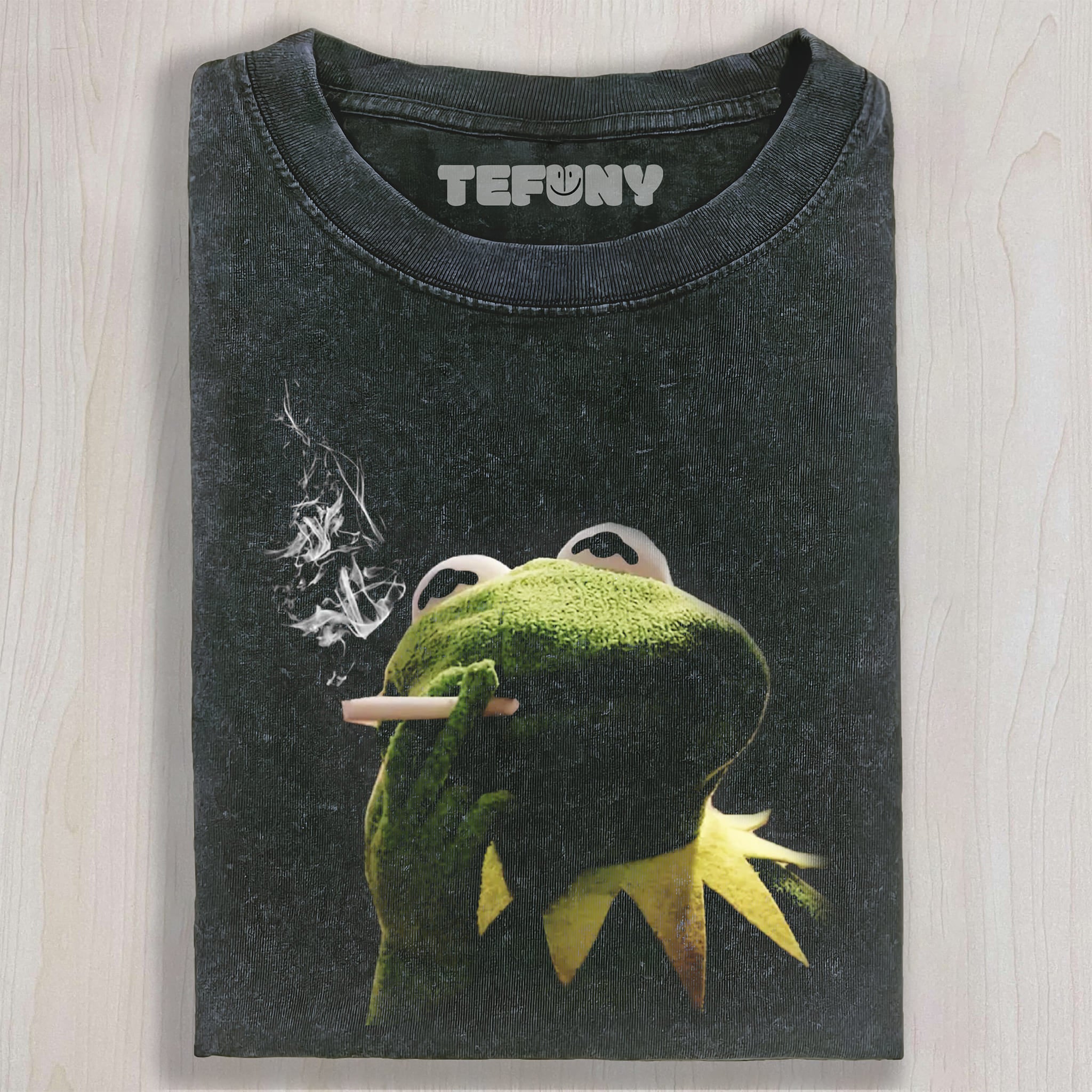 SMOKING KERMIT EDGY MUPPET UNISEX TEE, TANK TOP, LAYERED LS, SWEATSHIRT & HOODIE
