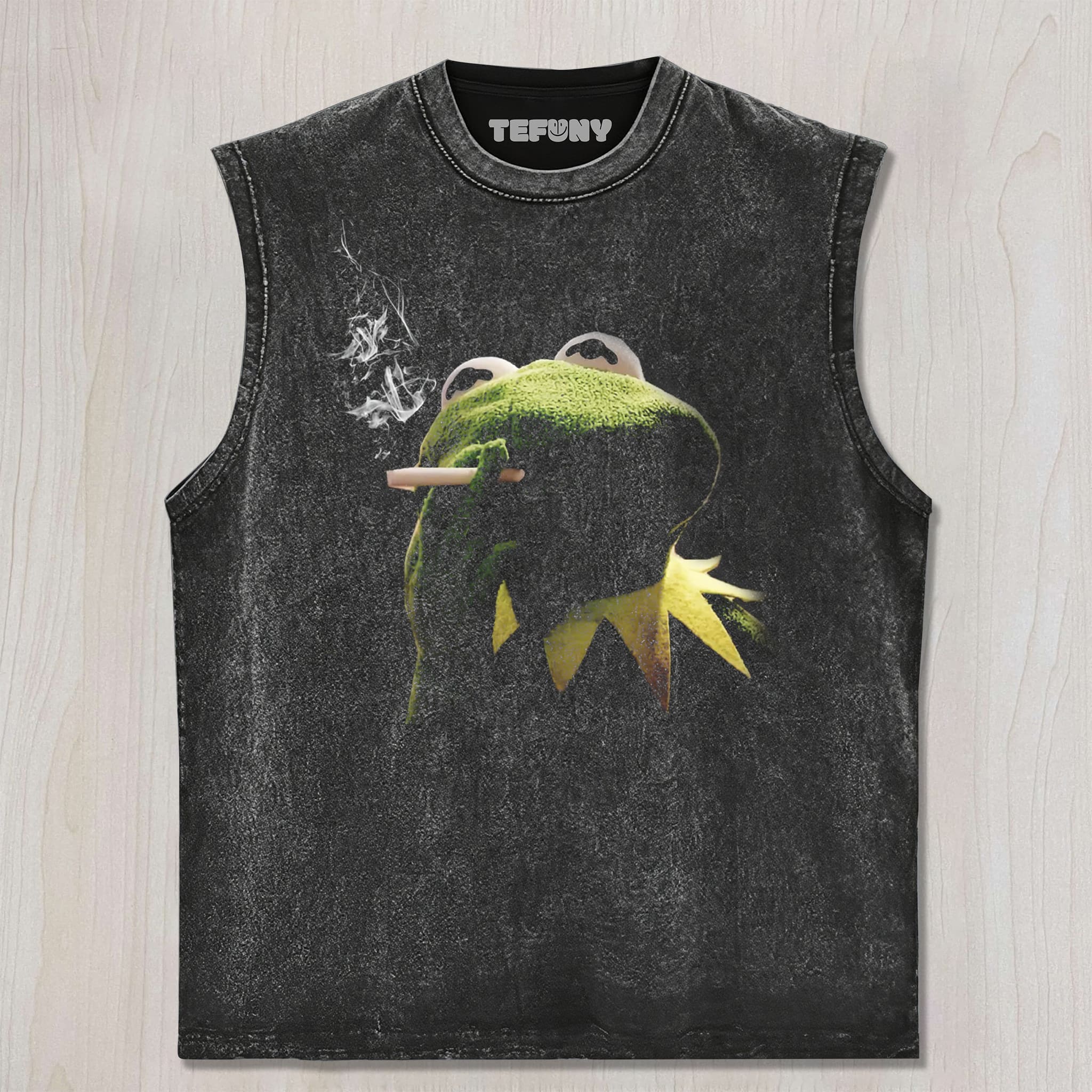 SMOKING KERMIT EDGY MUPPET UNISEX TEE, TANK TOP, LAYERED LS, SWEATSHIRT & HOODIE