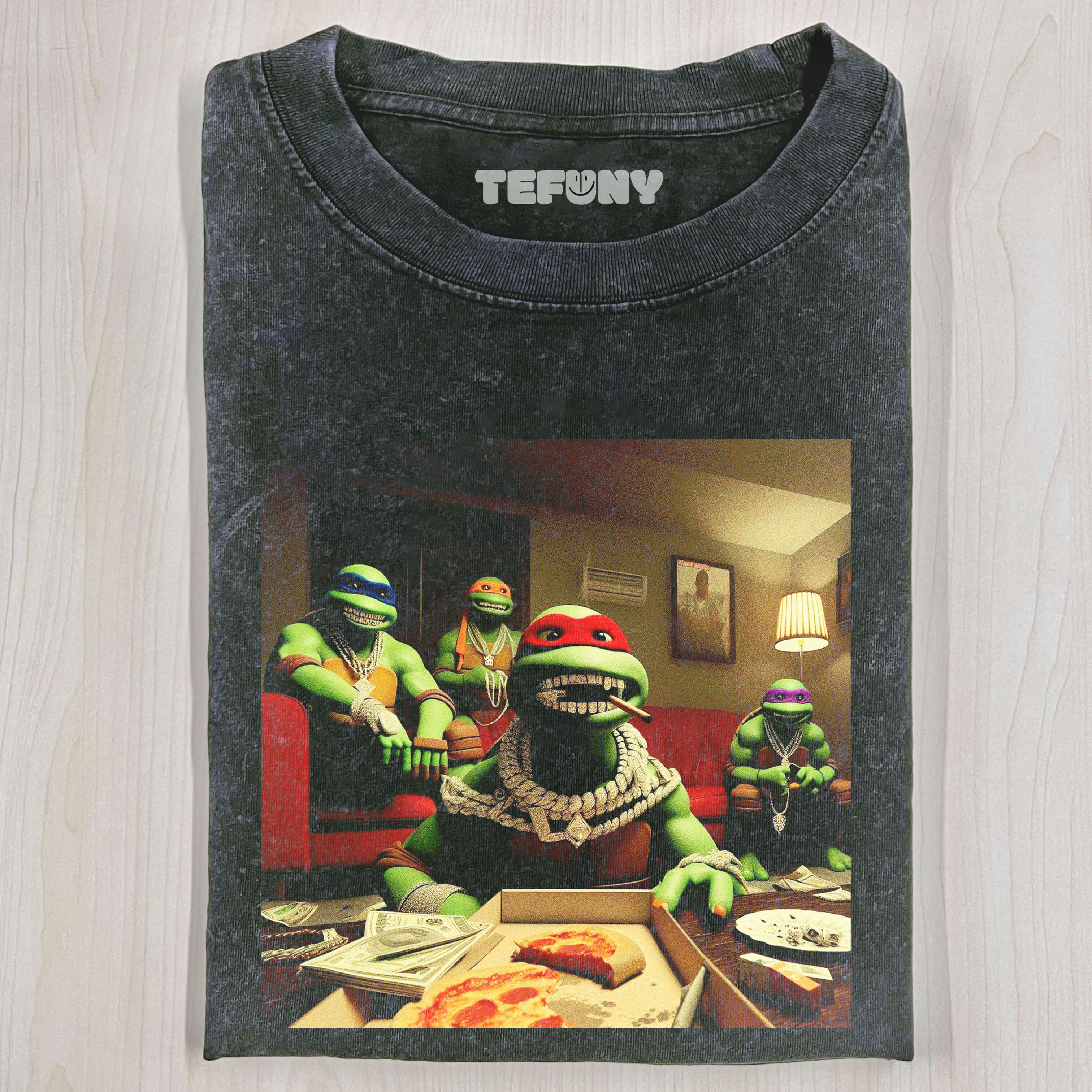 TEENAGE MUTANT NINJA TURTLES EATING PIZZA T-SHIRT