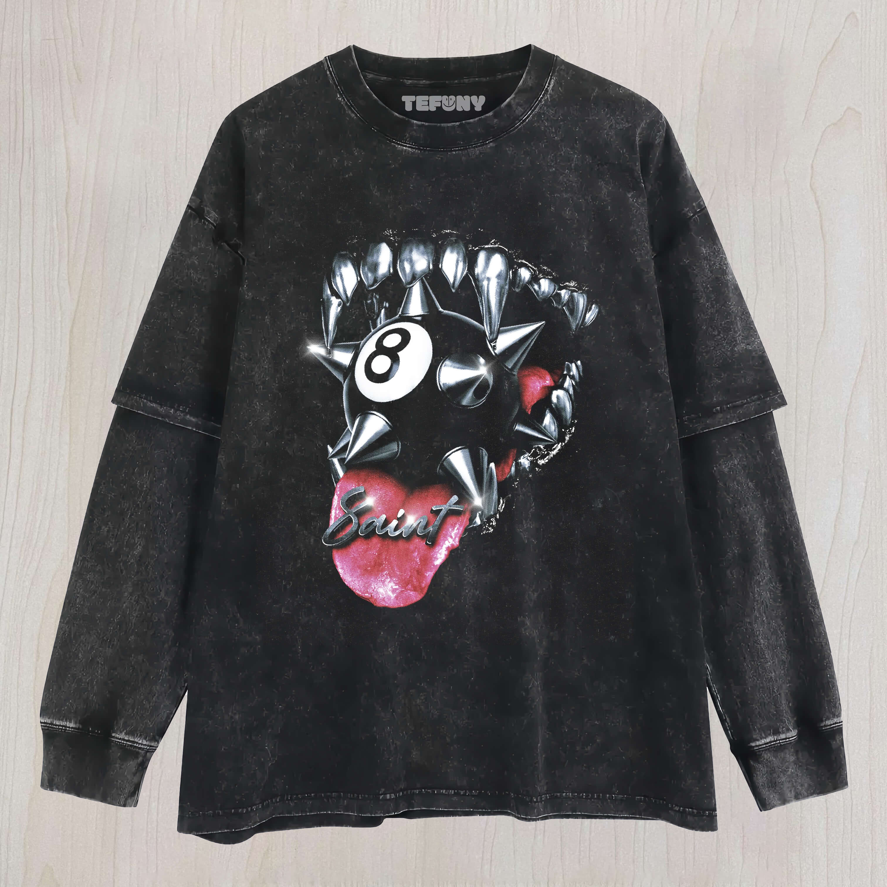 THE 8-BALL IN THE MOUTH LAYERED LONG SLEEVE
