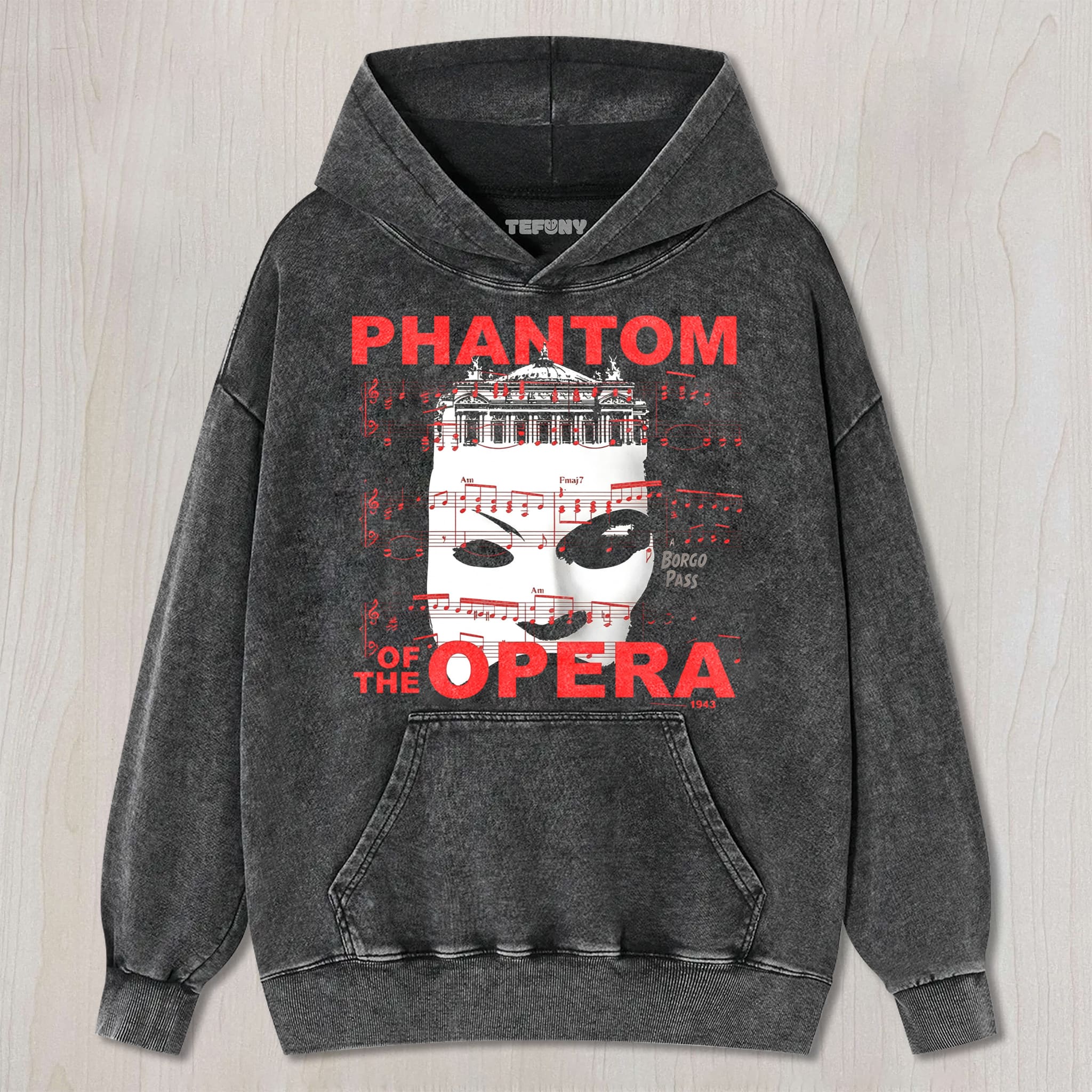 THEATER MASK MUSICAL SHEET MUSIC RETRO UNISEX TEE, TANK TOP, LAYERED LS, SWEATSHIRT & HOODIE