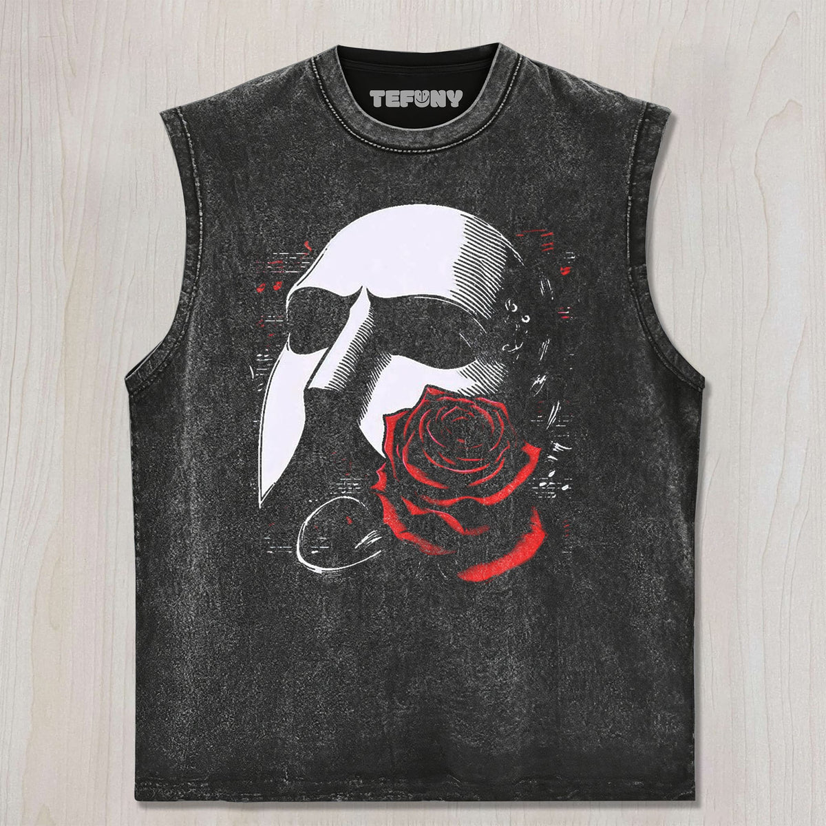 THEATER MASK RED ROSE MUSICAL NOTES RETRO UNISEX TEE, TANK TOP, LAYERED LS, SWEATSHIRT & HOODIE