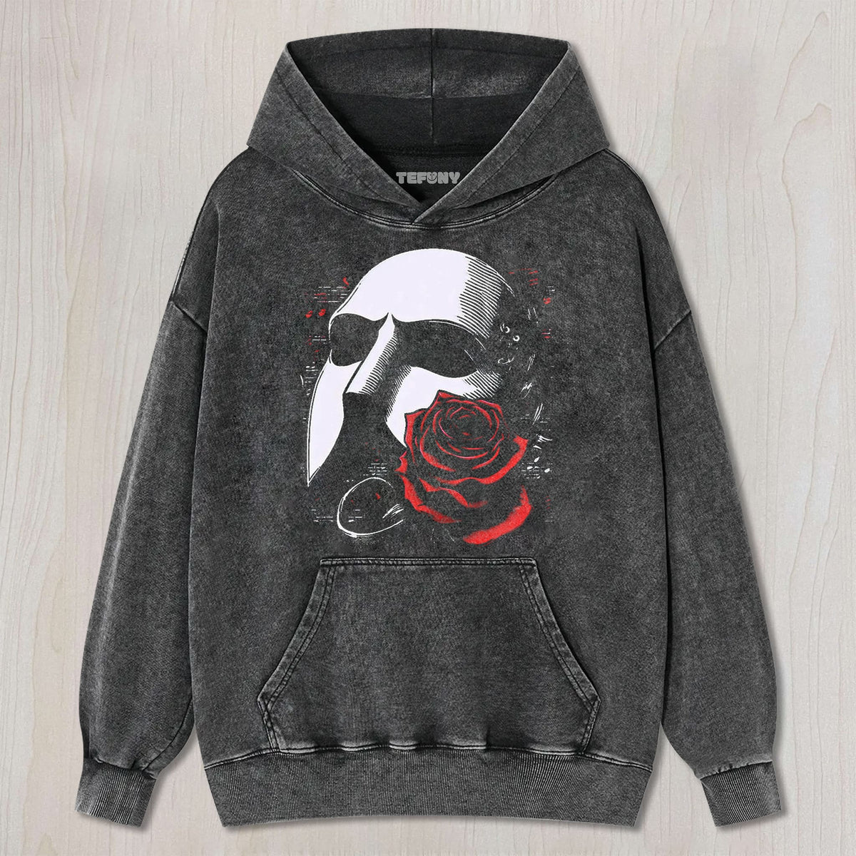 THEATER MASK RED ROSE MUSICAL NOTES RETRO UNISEX TEE, TANK TOP, LAYERED LS, SWEATSHIRT & HOODIE