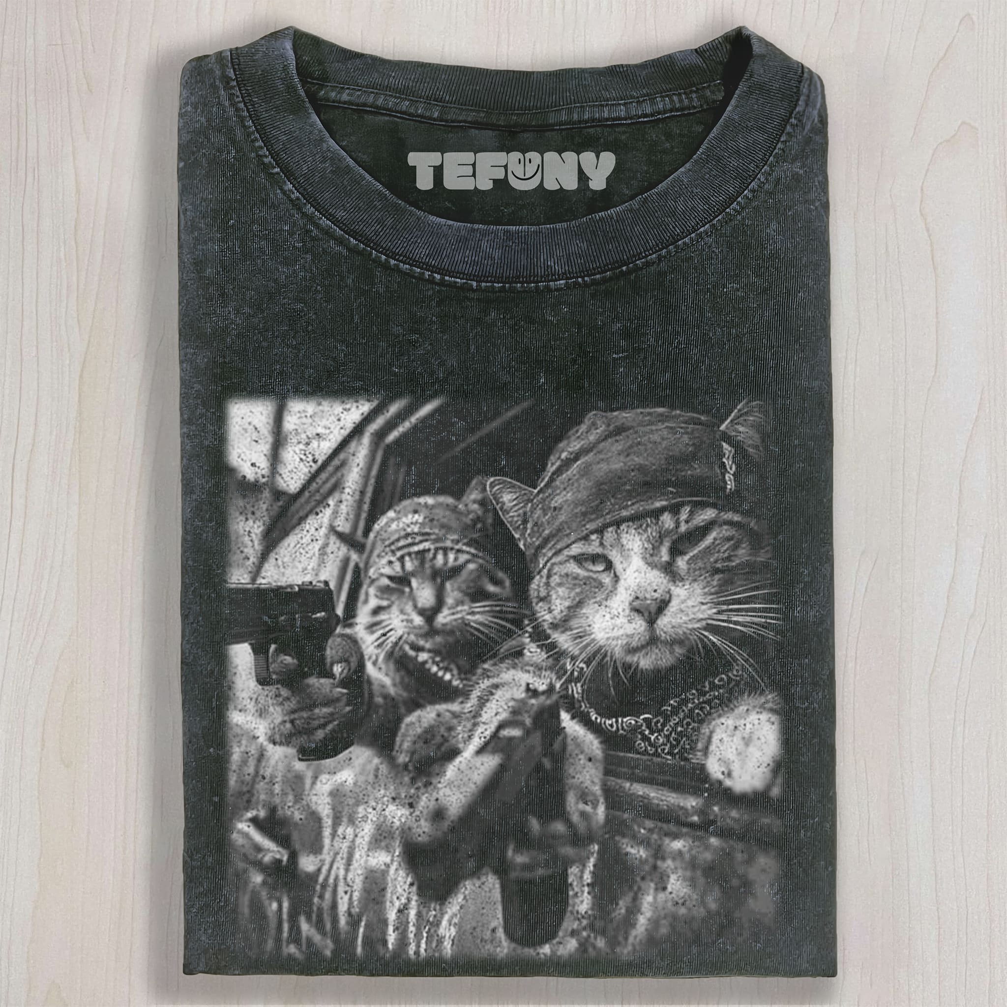 THE CATS ARE HOLDING A GUN UNISEX TEE, TANK TOP, LAYERED LS, SWEATSHIRT & HOODIE