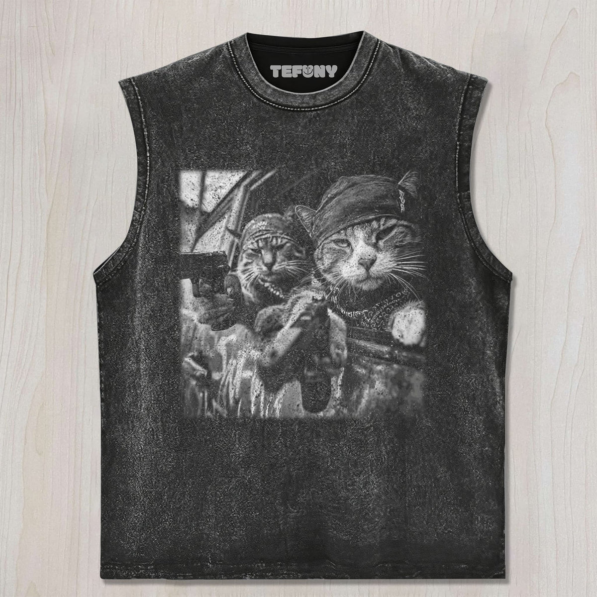 THE CATS ARE HOLDING A GUN UNISEX TEE, TANK TOP, LAYERED LS, SWEATSHIRT & HOODIE