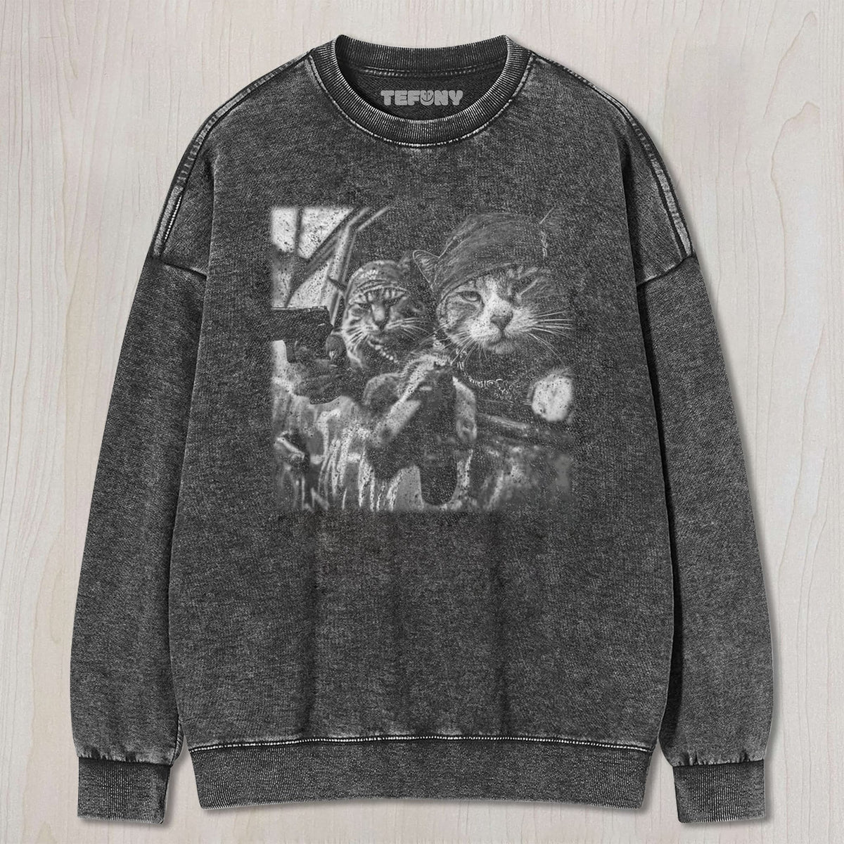 THE CATS ARE HOLDING A GUN UNISEX TEE, TANK TOP, LAYERED LS, SWEATSHIRT & HOODIE