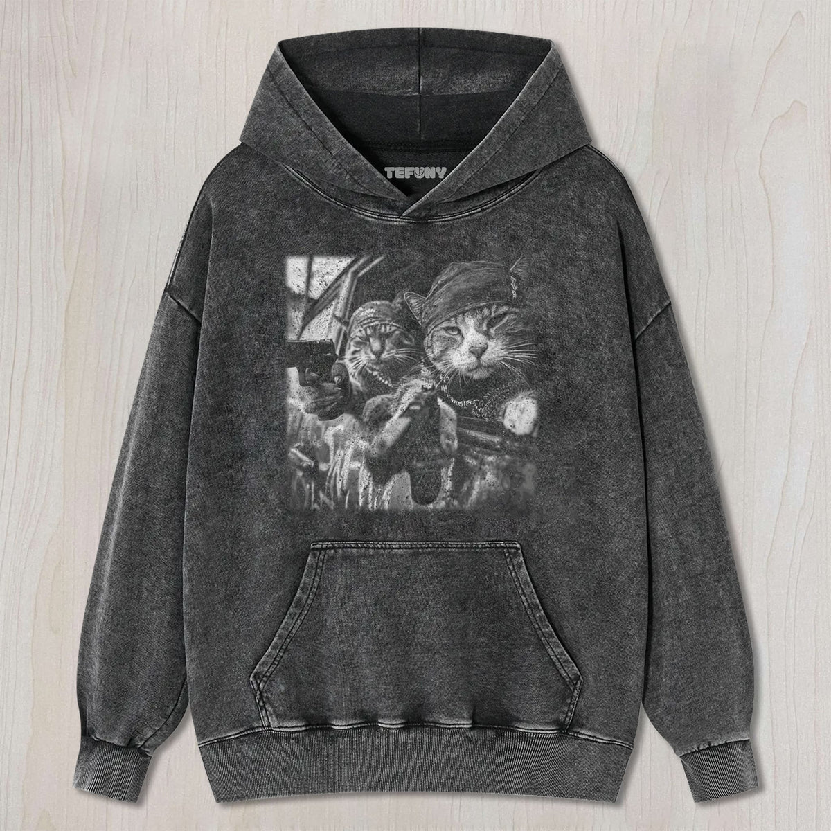 THE CATS ARE HOLDING A GUN UNISEX TEE, TANK TOP, LAYERED LS, SWEATSHIRT & HOODIE