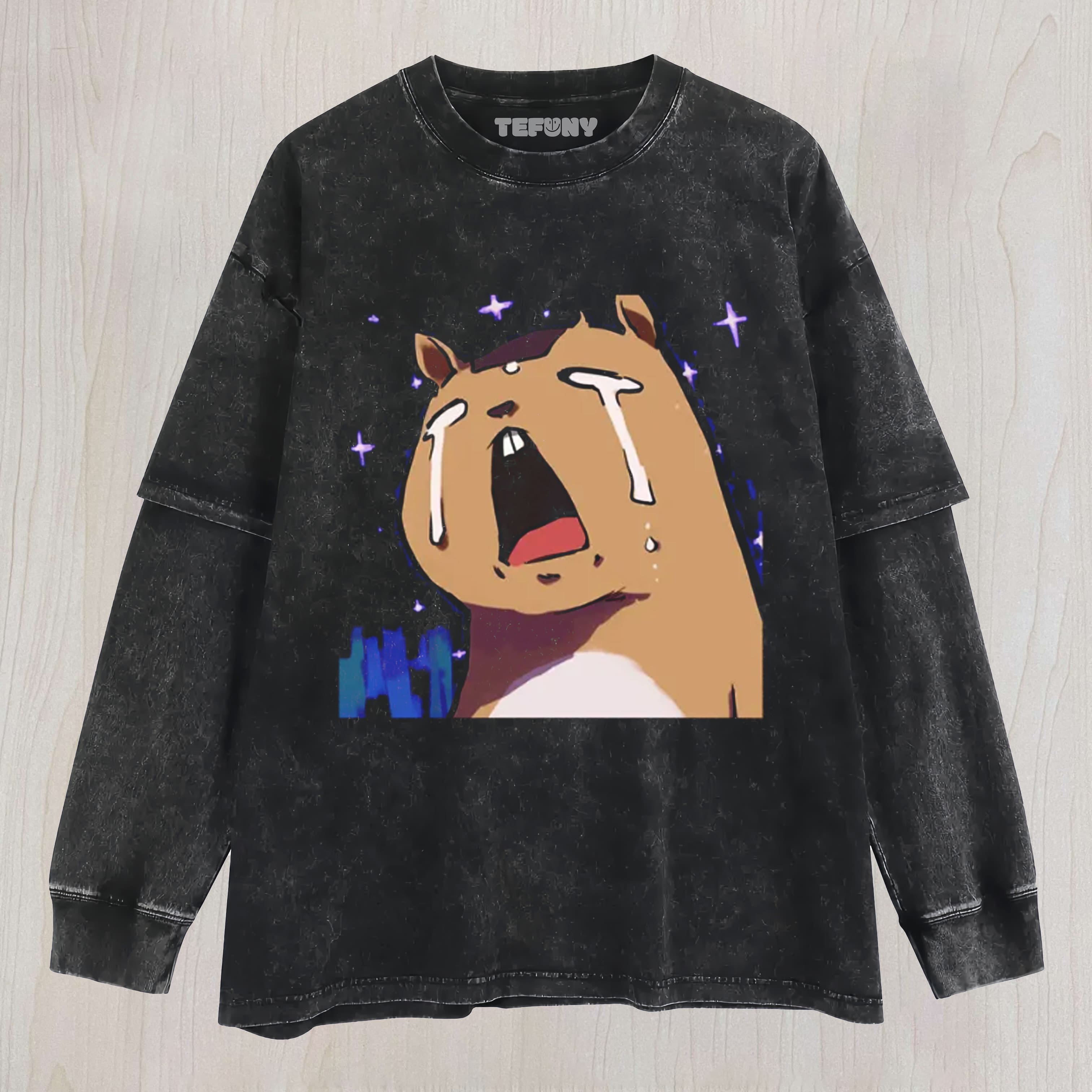 THE CRYING CAPYBARA UNISEX TEE, TANK TOP, LAYERED LS, SWEATSHIRT & HOODIE