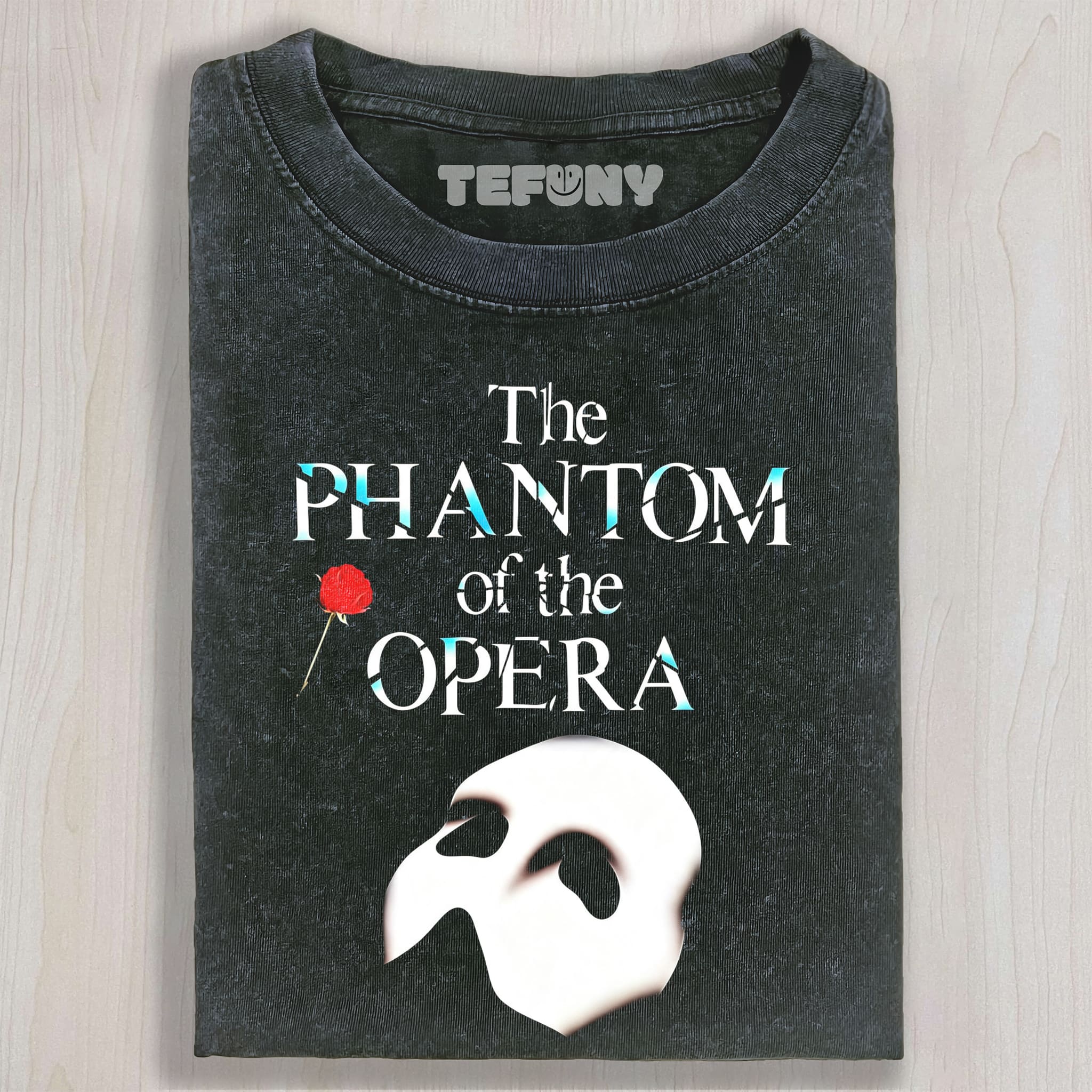 THE PHANTOM OF THE OPERA MASK AND TITLE GRAPHIC UNISEX TEE, TANK TOP, LAYERED LS, SWEATSHIRT & HOODIE