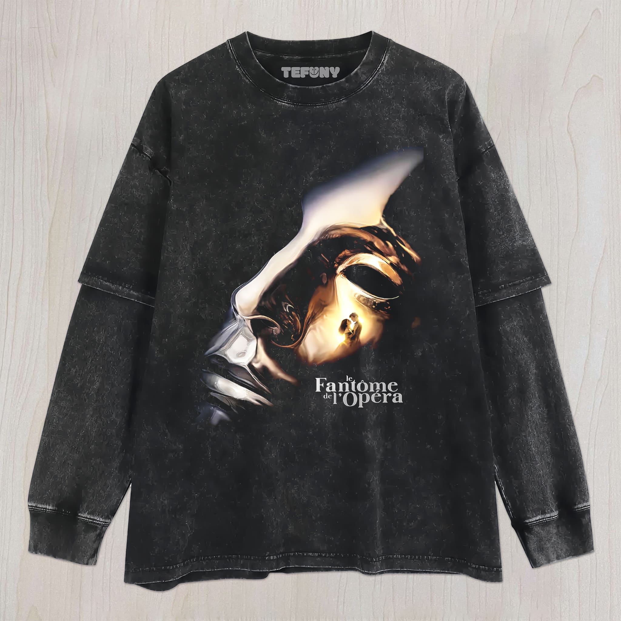THE PHANTOM OF THE OPERA MASK AND TITLE GRAPHIC V2 UNISEX TEE, TANK TOP, LAYERED LS, SWEATSHIRT & HOODIE