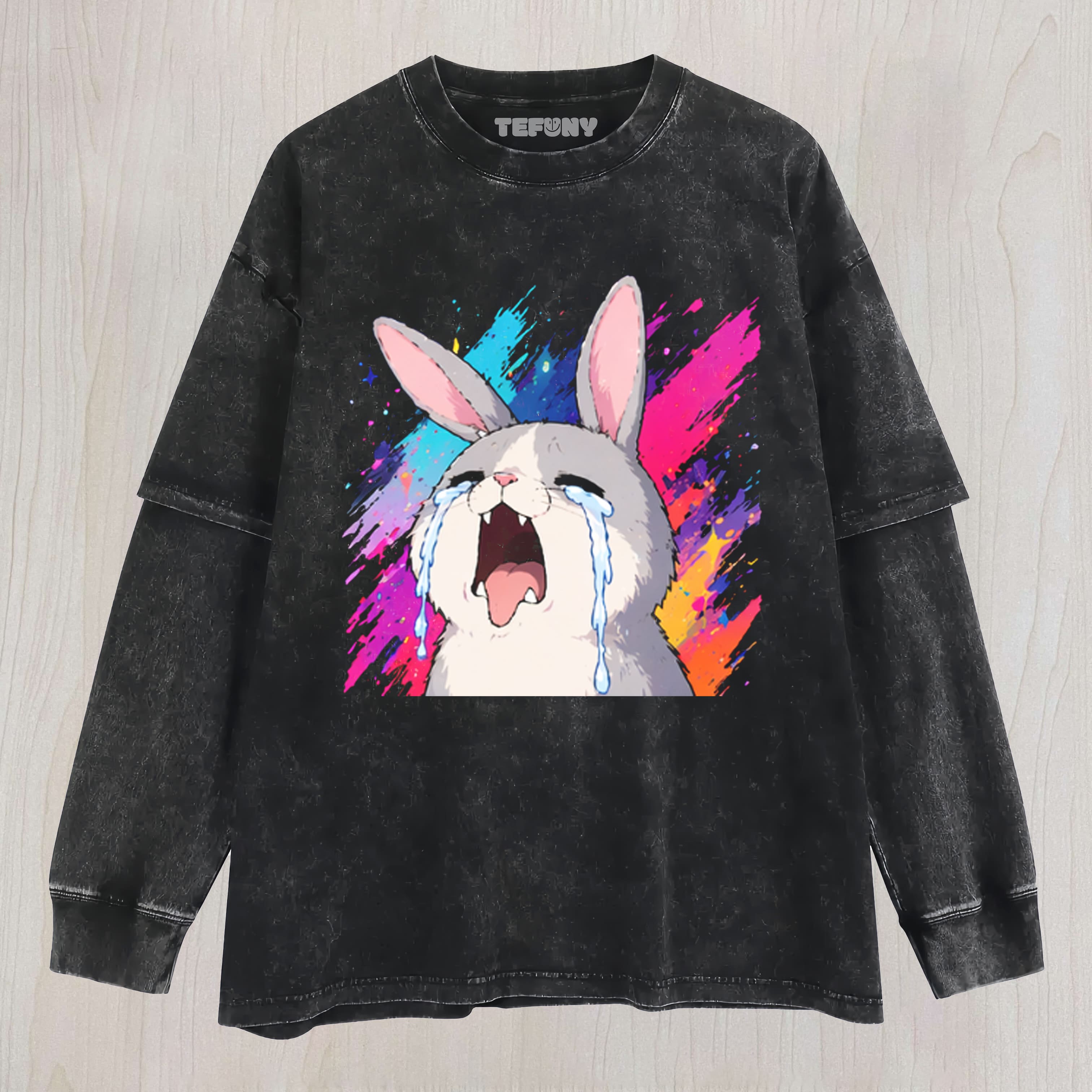 THE TEARFUL RABBIT UNISEX TEE, TANK TOP, LAYERED LS, SWEATSHIRT & HOODIE