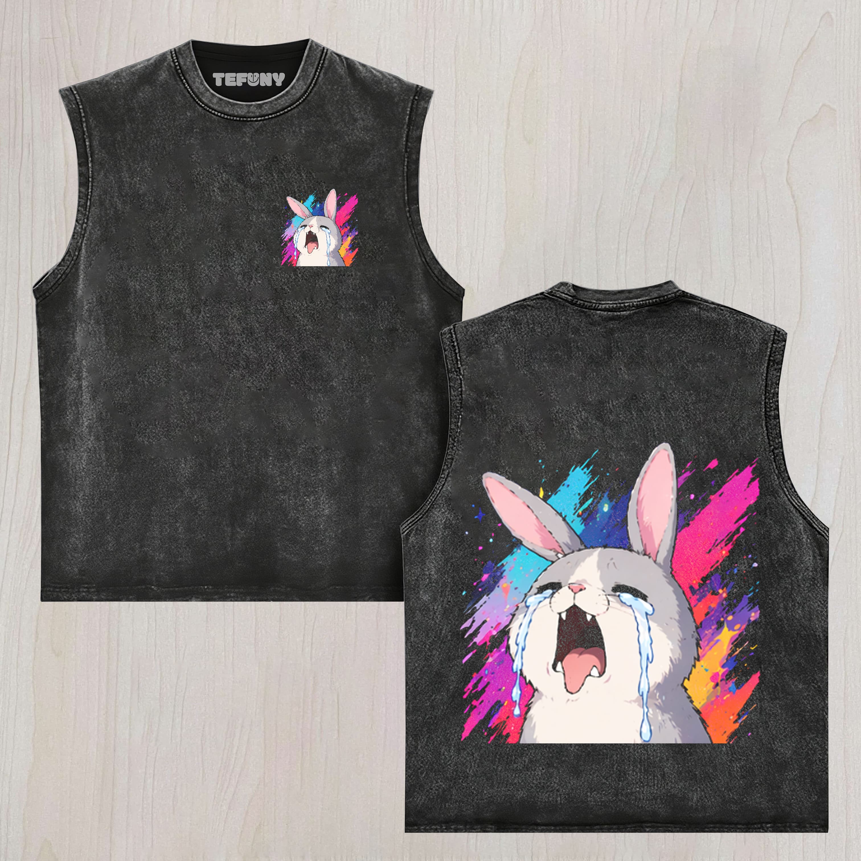 THE TEARFUL RABBIT UNISEX TEE, TANK TOP, LAYERED LS, SWEATSHIRT & HOODIE