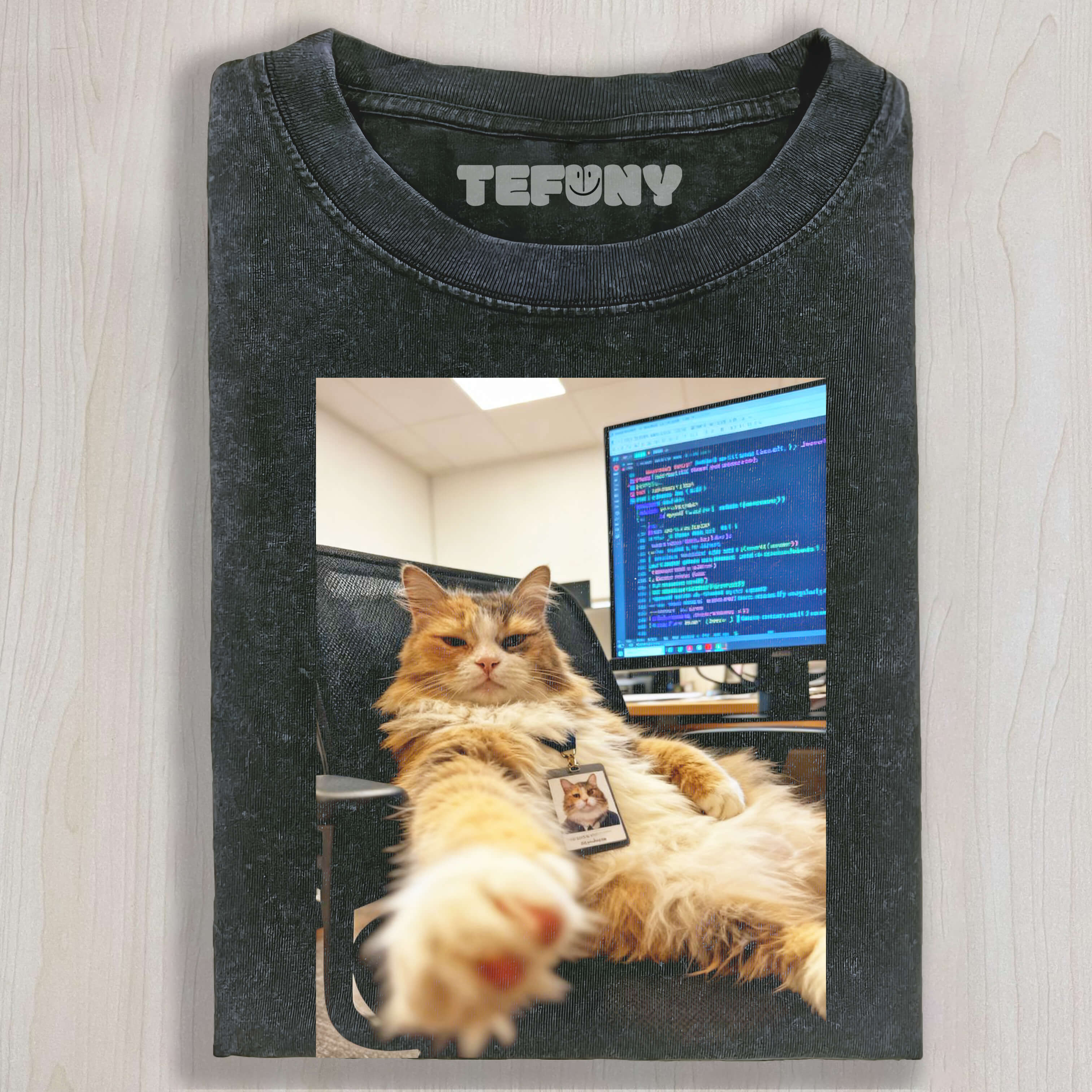 THE CAT IS AT WORK T-SHIRT
