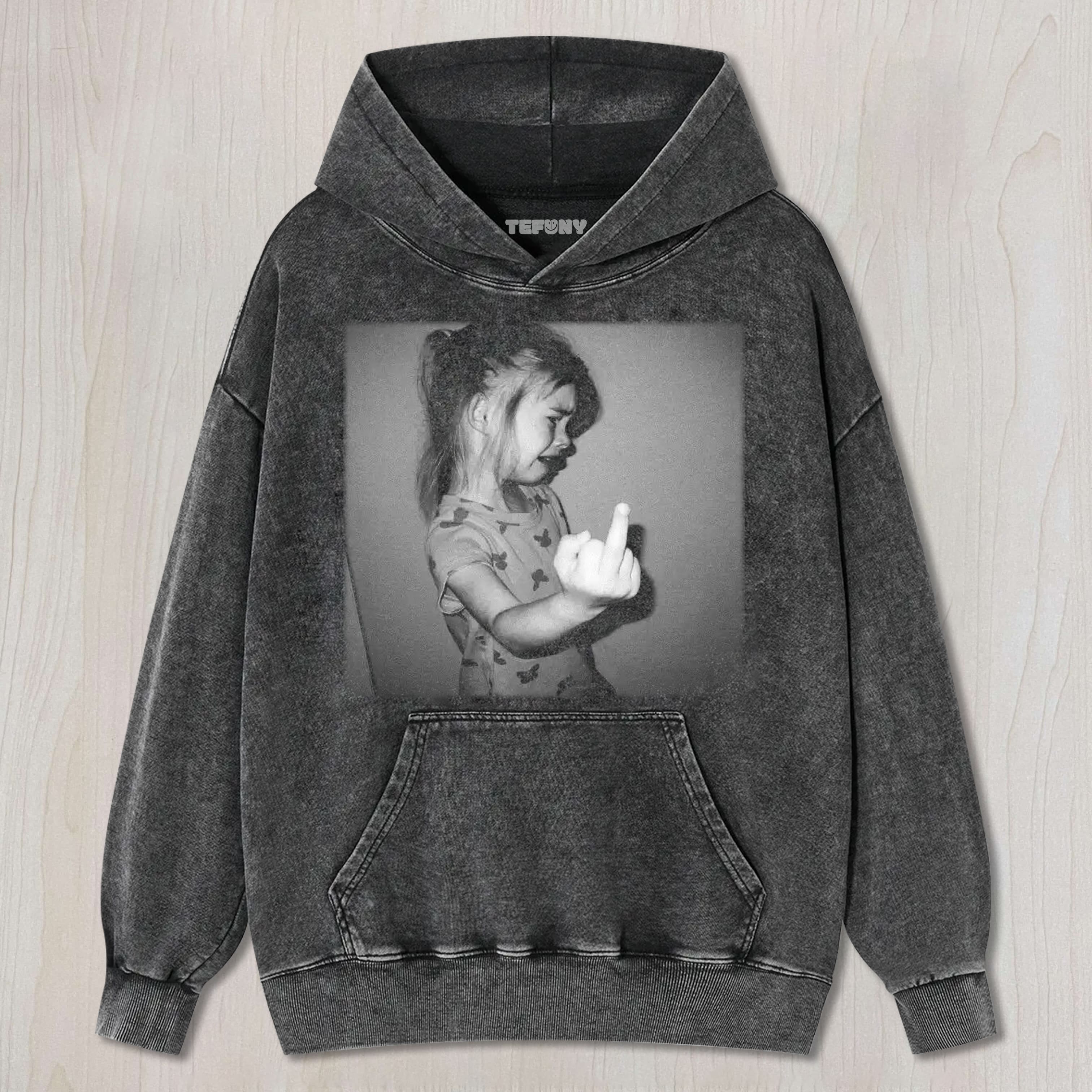 THE CRYING LITTLE GIRL GIVES THE MIDDLE FINGER TEE & SWEAT & HOOD
