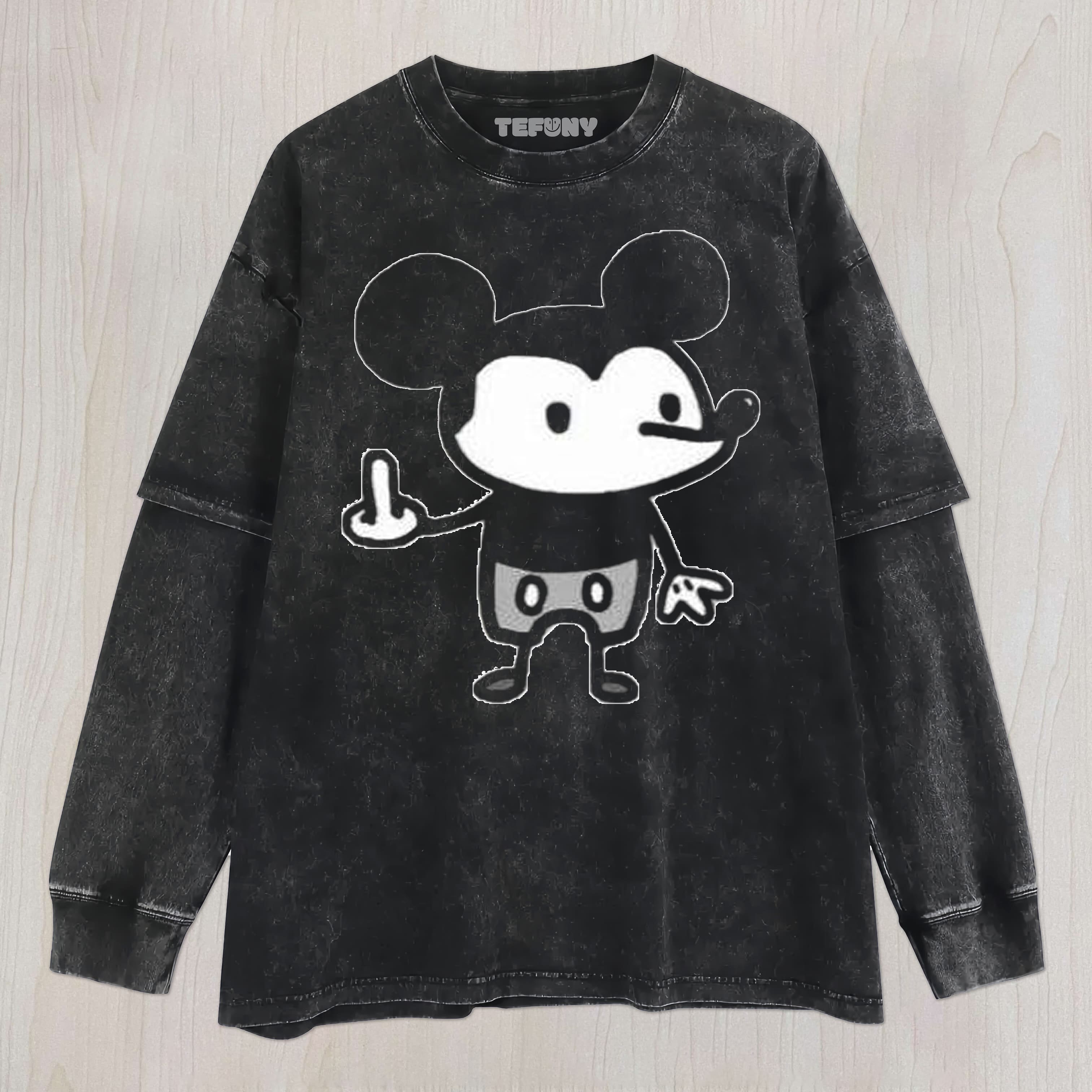 THE MOUSE GIVES THE MIDDLE FINGER UNISEX TEE, TANK TOP, LAYERED LS, SWEATSHIRT & HOODIE
