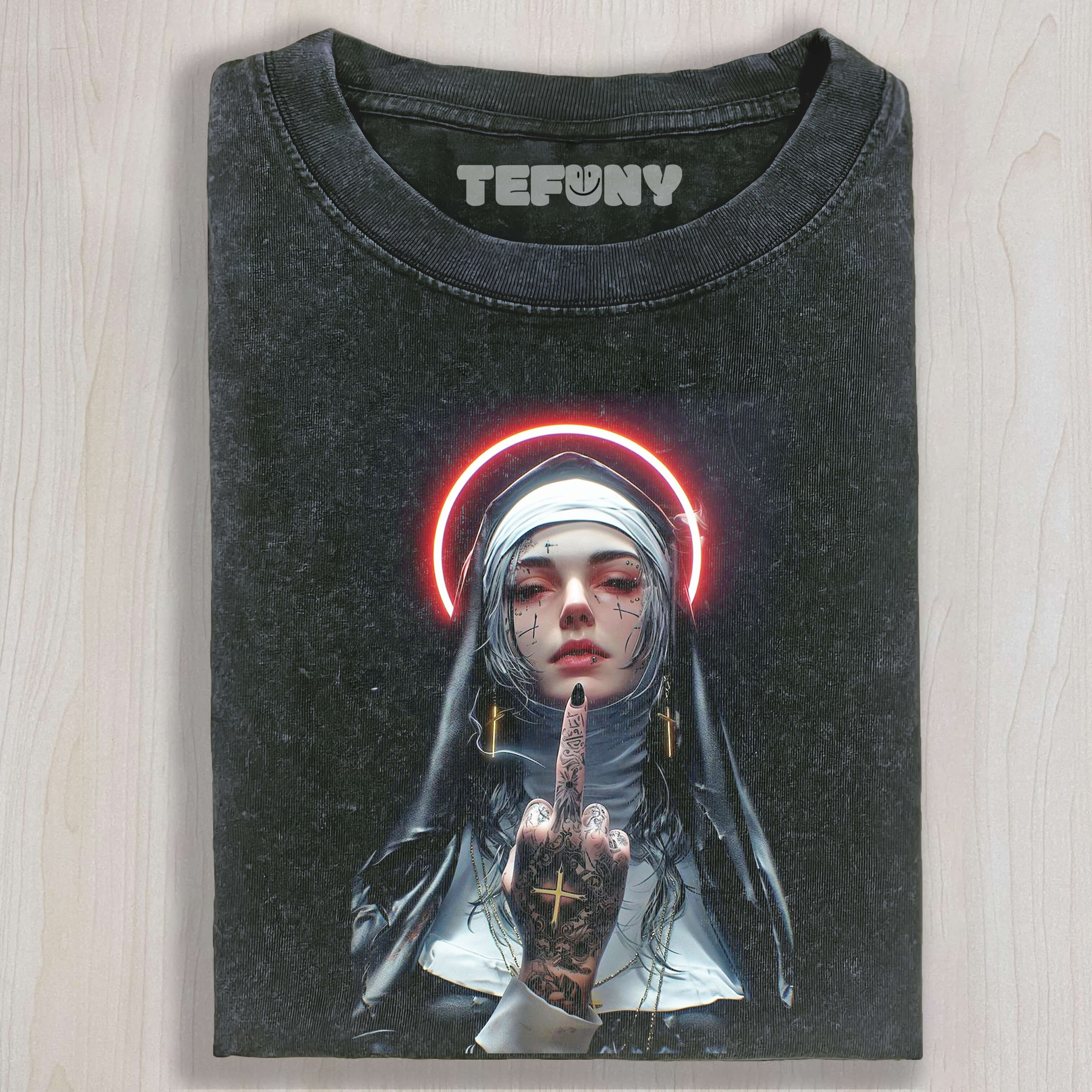 THE NUN RAISED HER MIDDLE FINGER TEE & SWEAT & HOOD