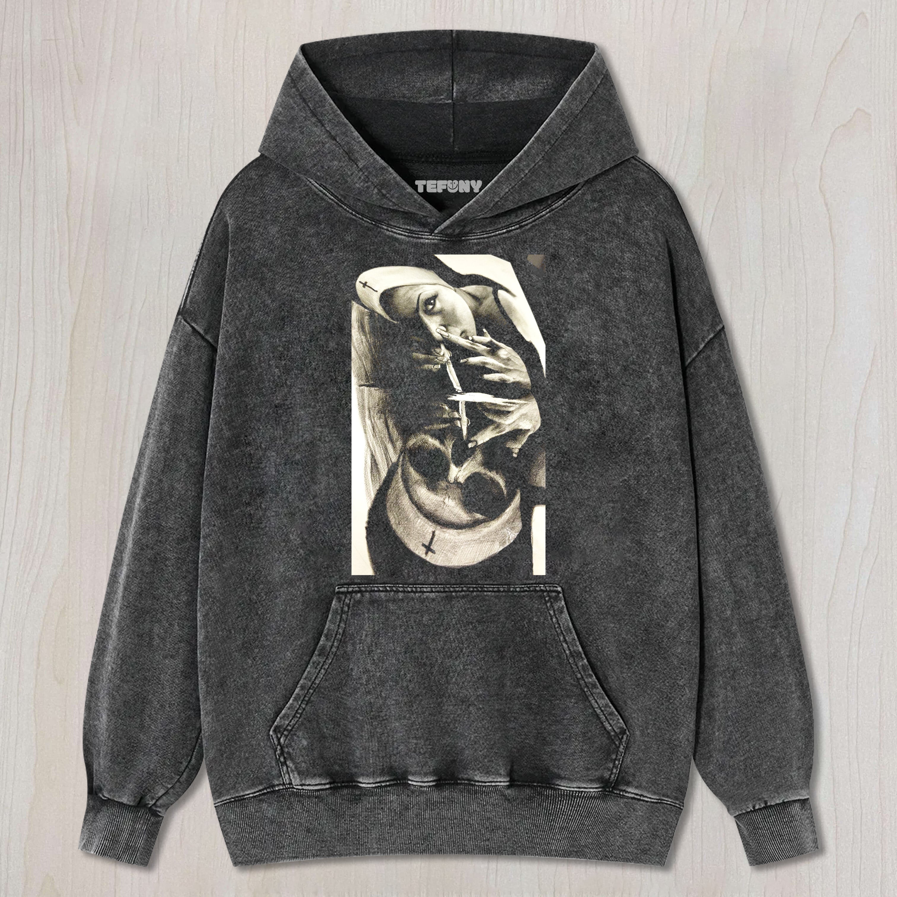 THE NUN WAS SUCKED INTO A SKELETON T-SHIRT