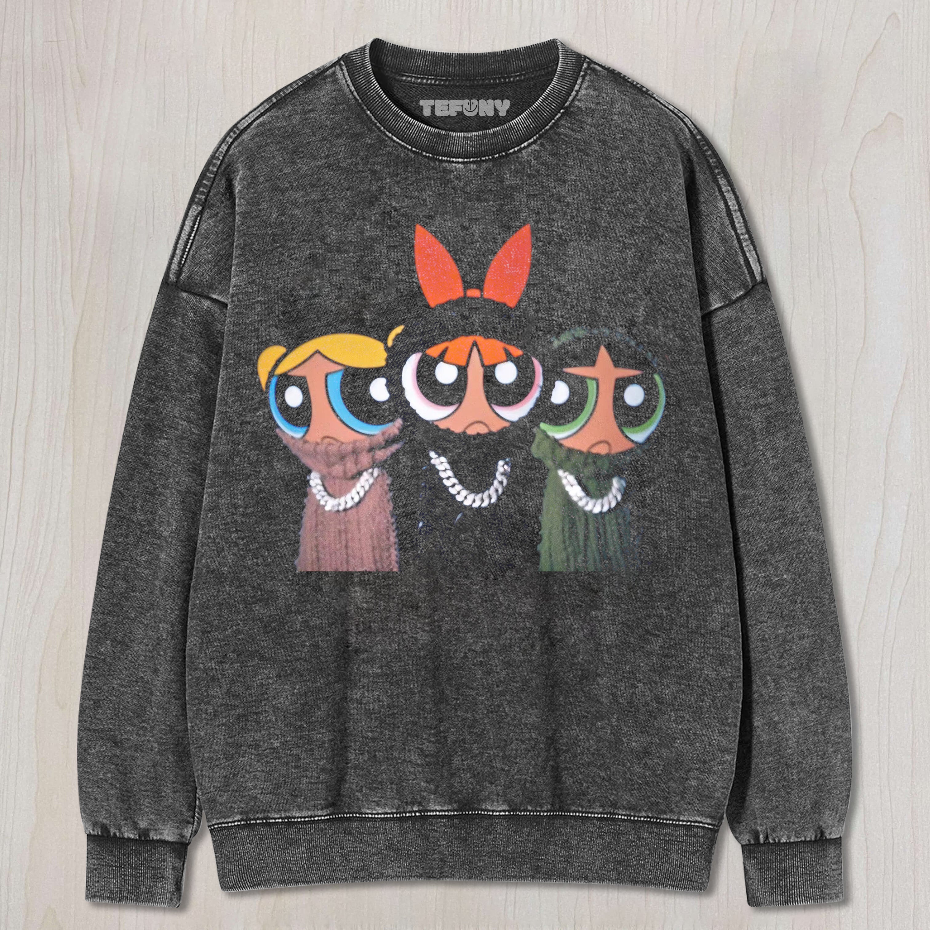 THE POWERPUFF GIRLS WEARING SWEATERS T-SHIRT