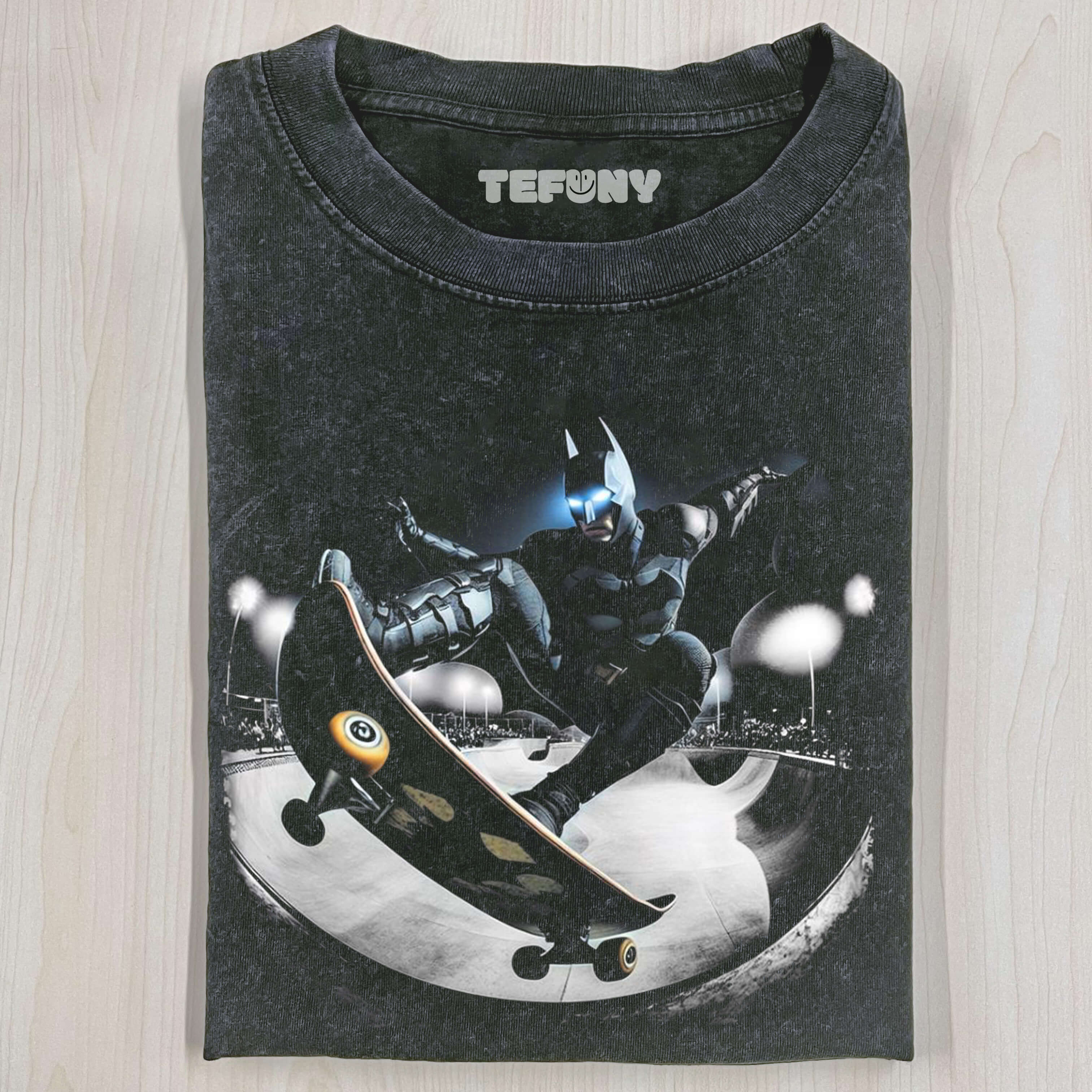 THE SKATING KNIGHT- BATMAN ON THE RAMP T-SHIRT