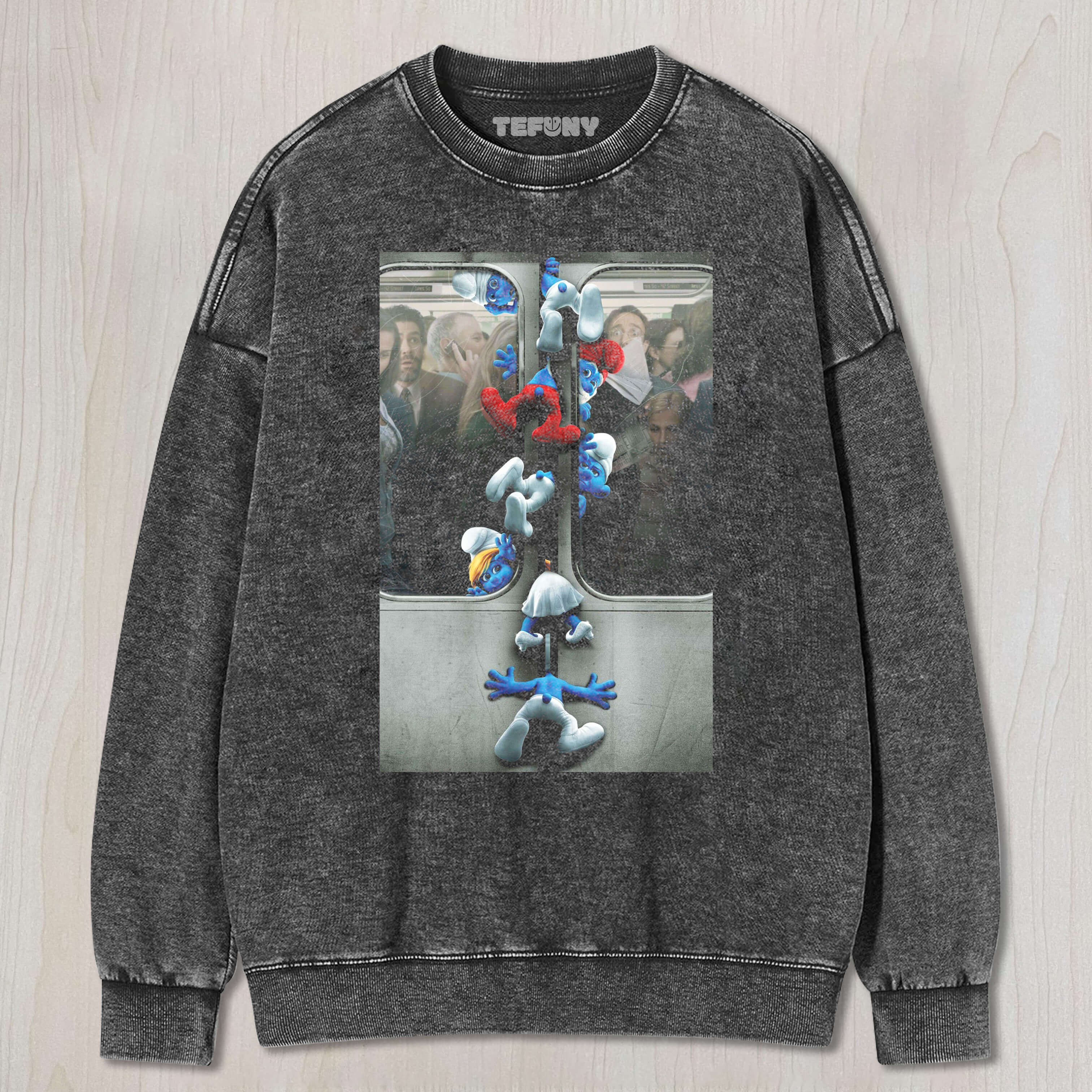 THE SMURFS ON THE SUBWAY T-SHIRT