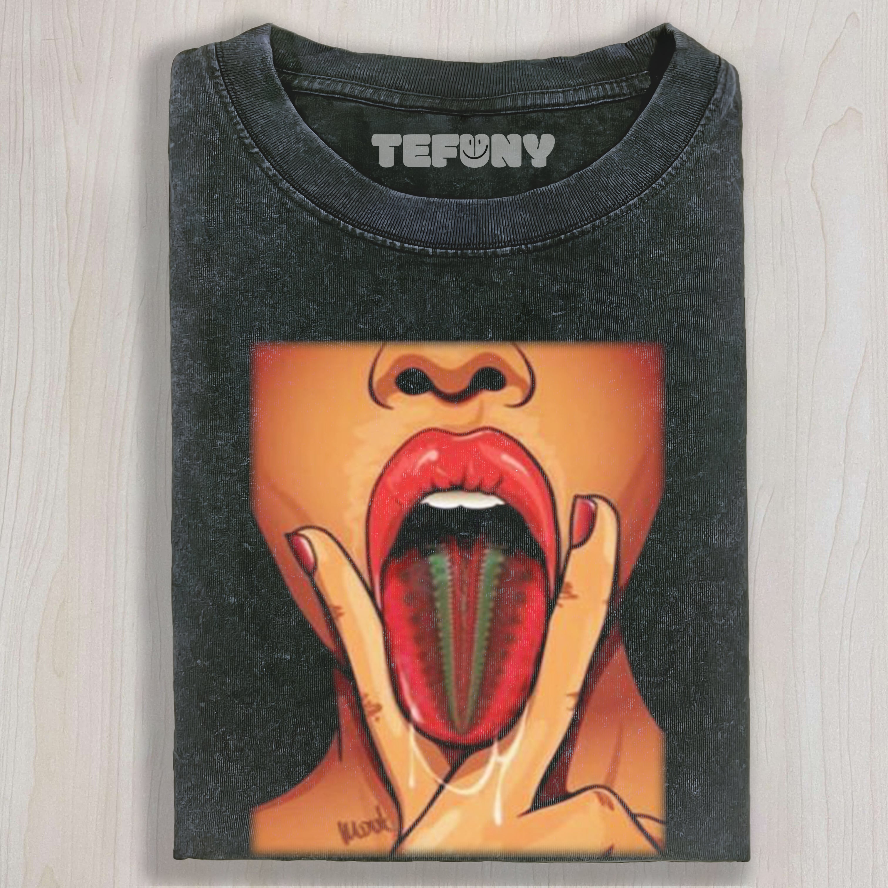 THE WOMAN PINCHED HER TONGUE WITH HER HAND TEE & SWEAT & HOOD