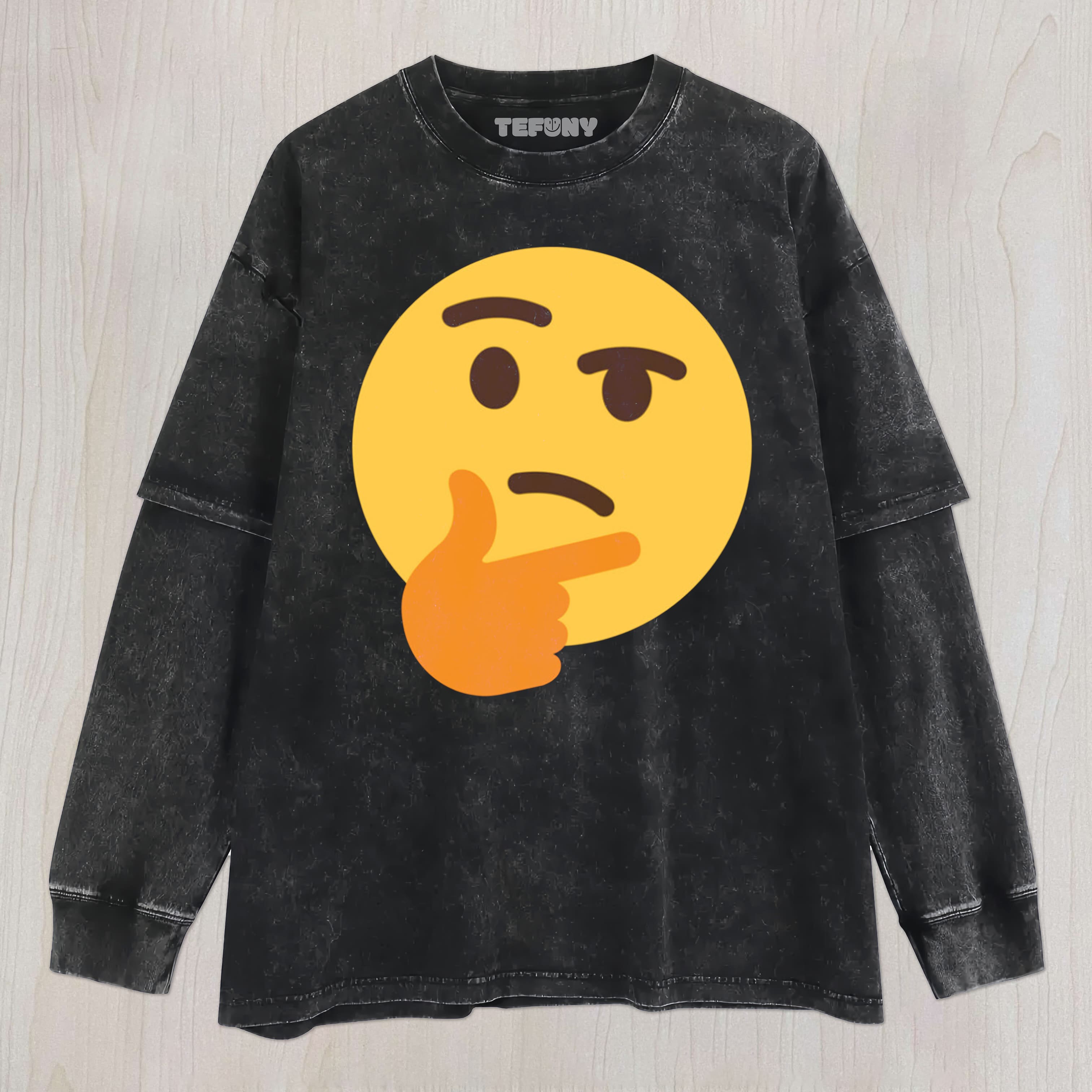 THINKING EMOJI UNISEX TEE, TANK TOP, LAYERED LS, SWEATSHIRT & HOODIE