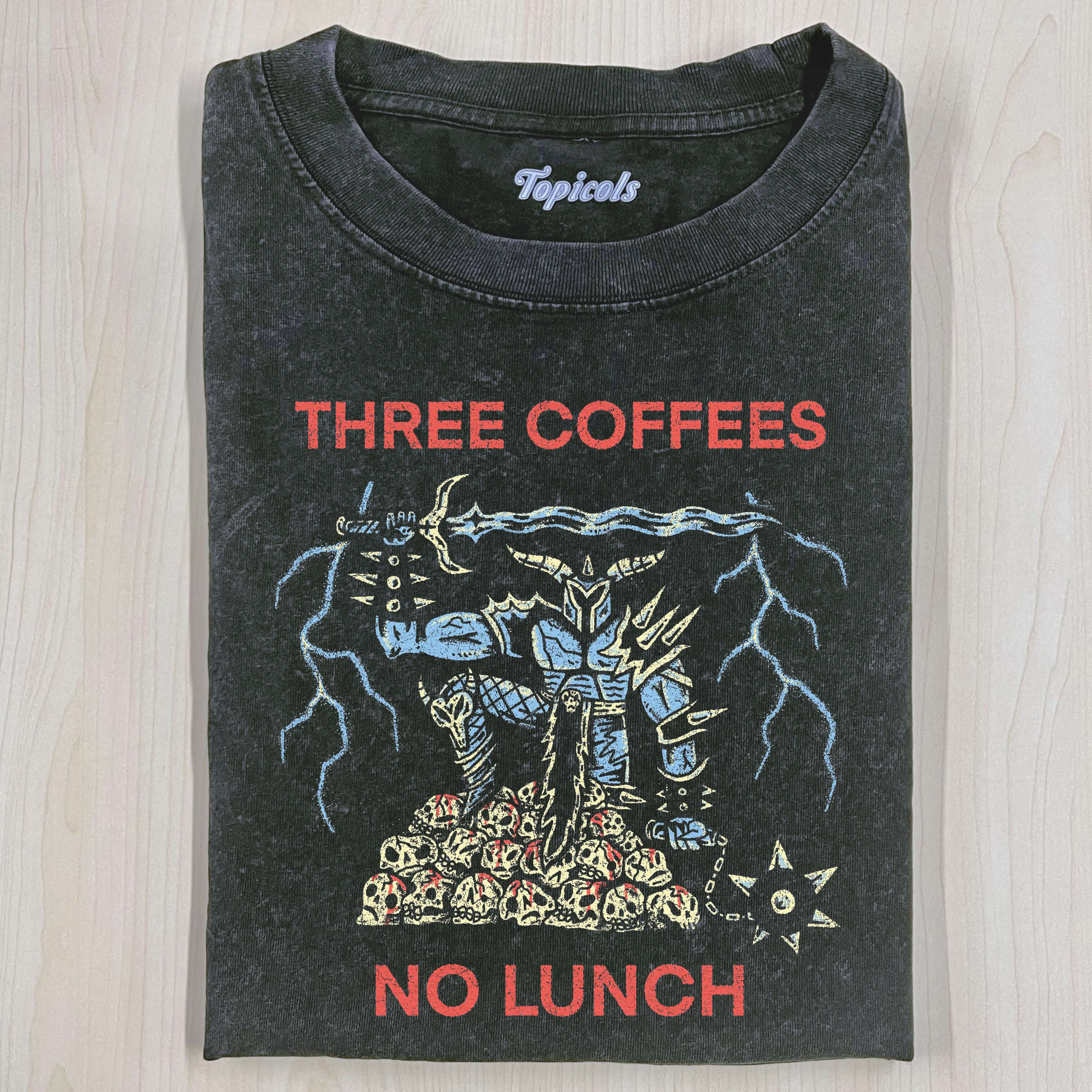 THREE COFFEES NO LUNCH T-SHIRT