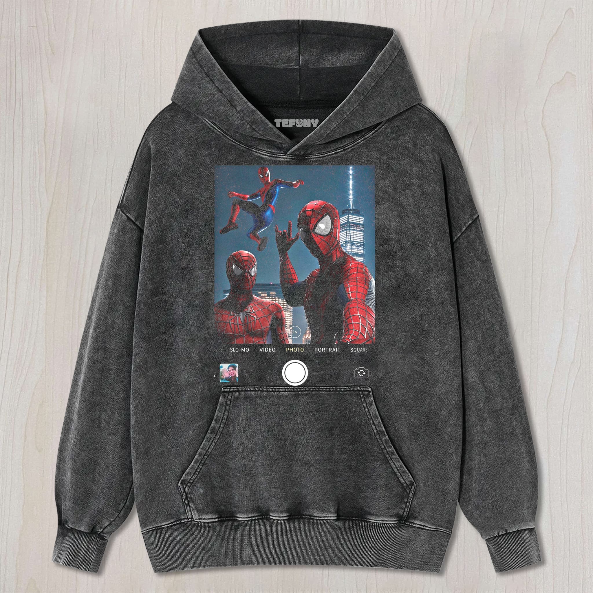 THREE SPIDER-MEN GROUP PHOTO UNISEX TEE, TANK TOP, LAYERED LS, SWEATSHIRT & HOODIE