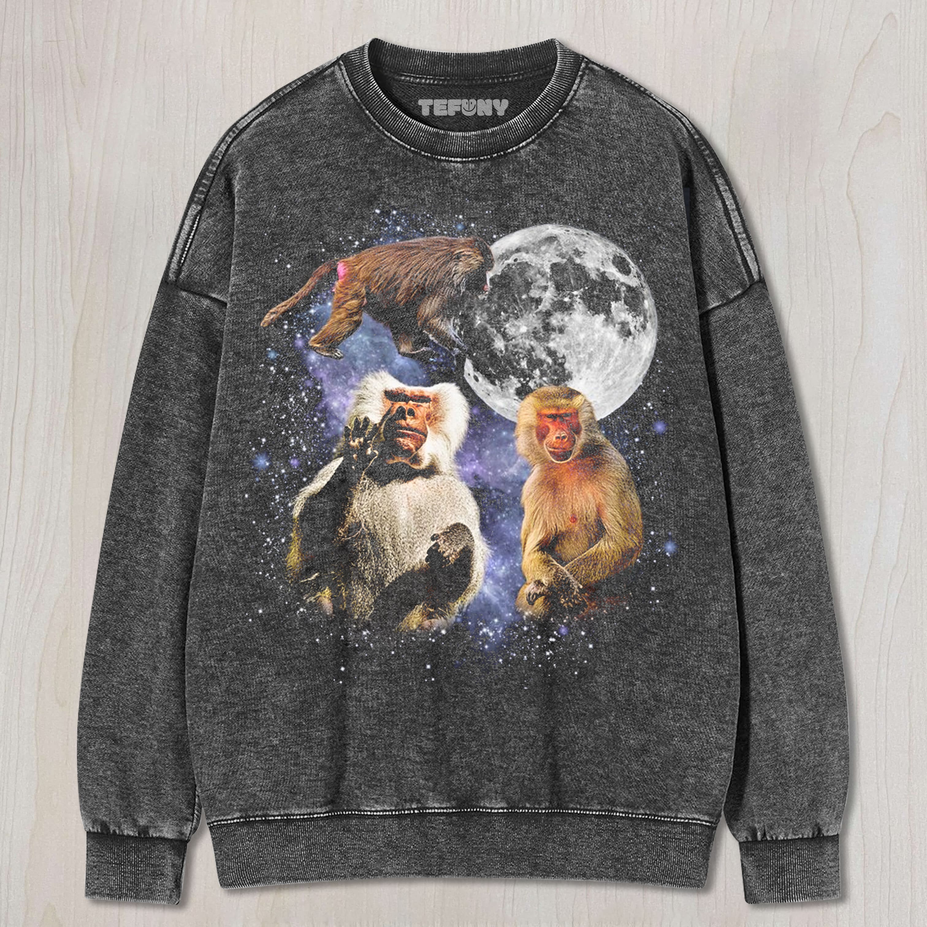 THREE BABOON MOON UNISEX TEE, TANK TOP, LAYERED LS, SWEATSHIRT & HOODIE