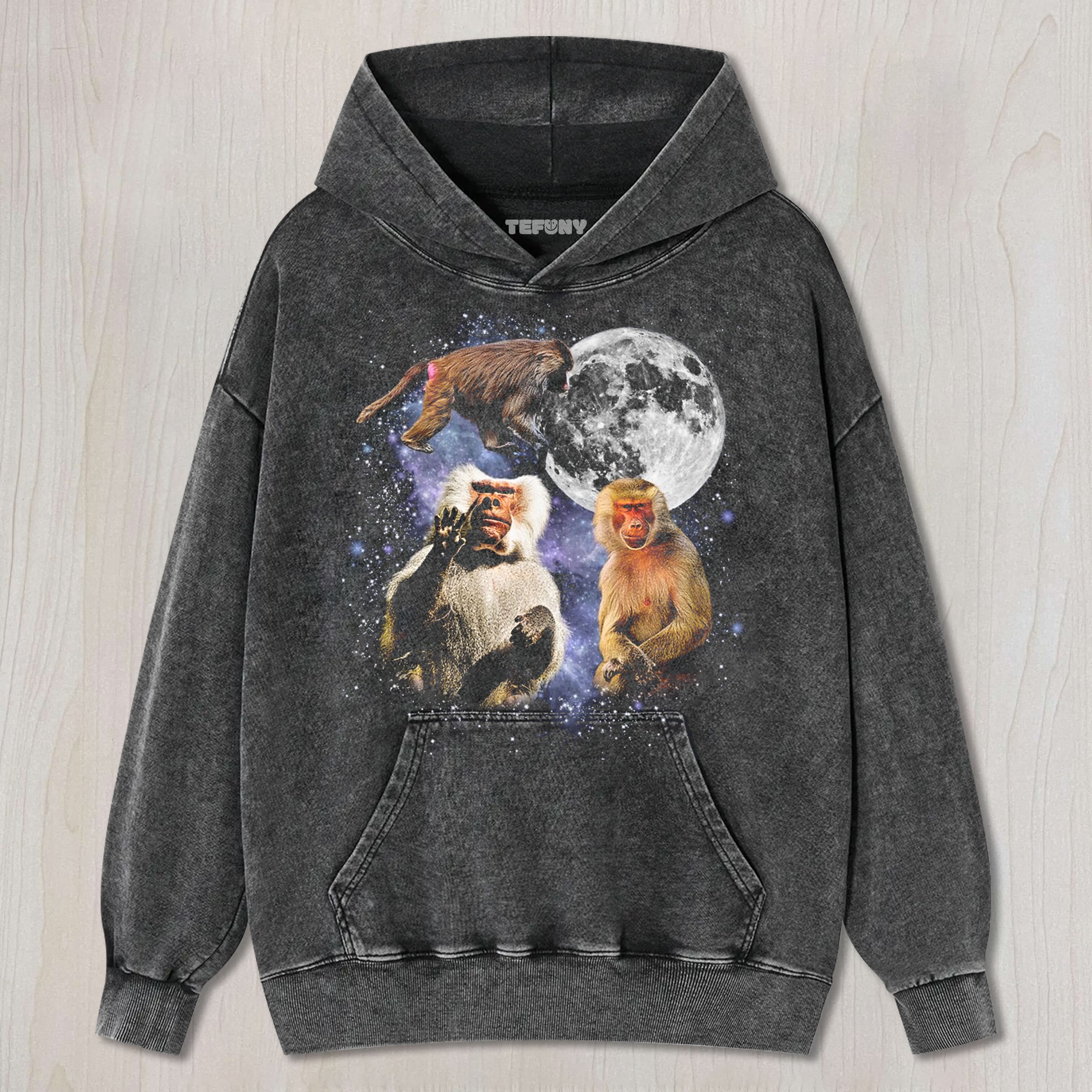 THREE BABOON MOON UNISEX TEE, TANK TOP, LAYERED LS, SWEATSHIRT & HOODIE