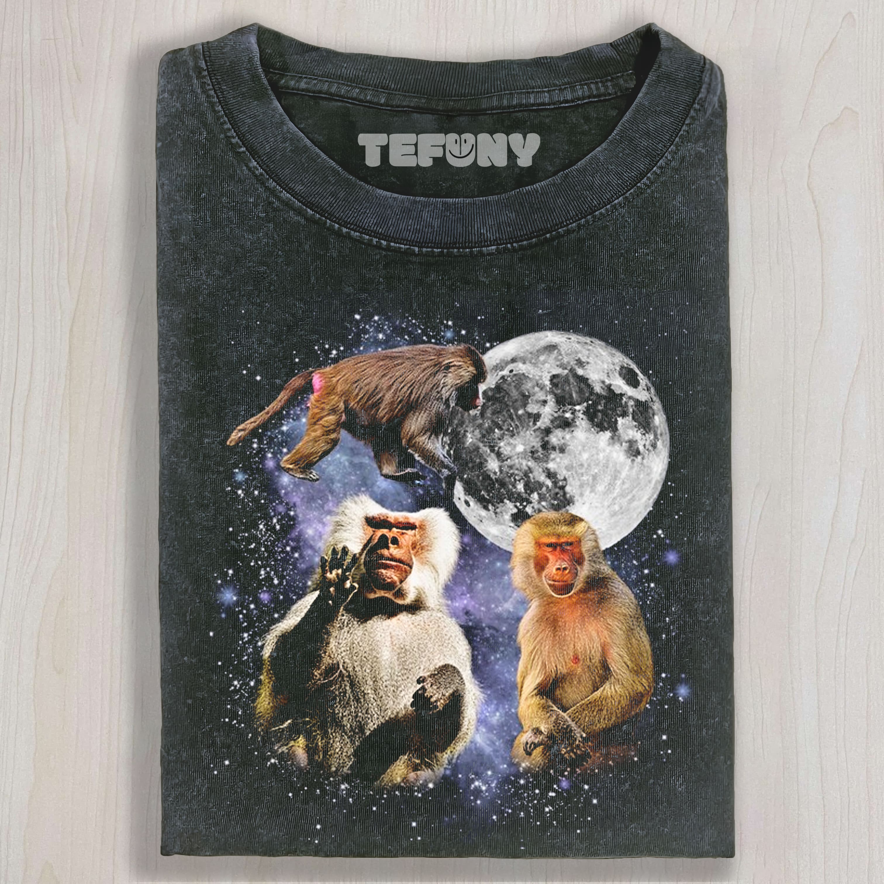 THREE BABOON MOON UNISEX TEE, TANK TOP, LAYERED LS, SWEATSHIRT & HOODIE
