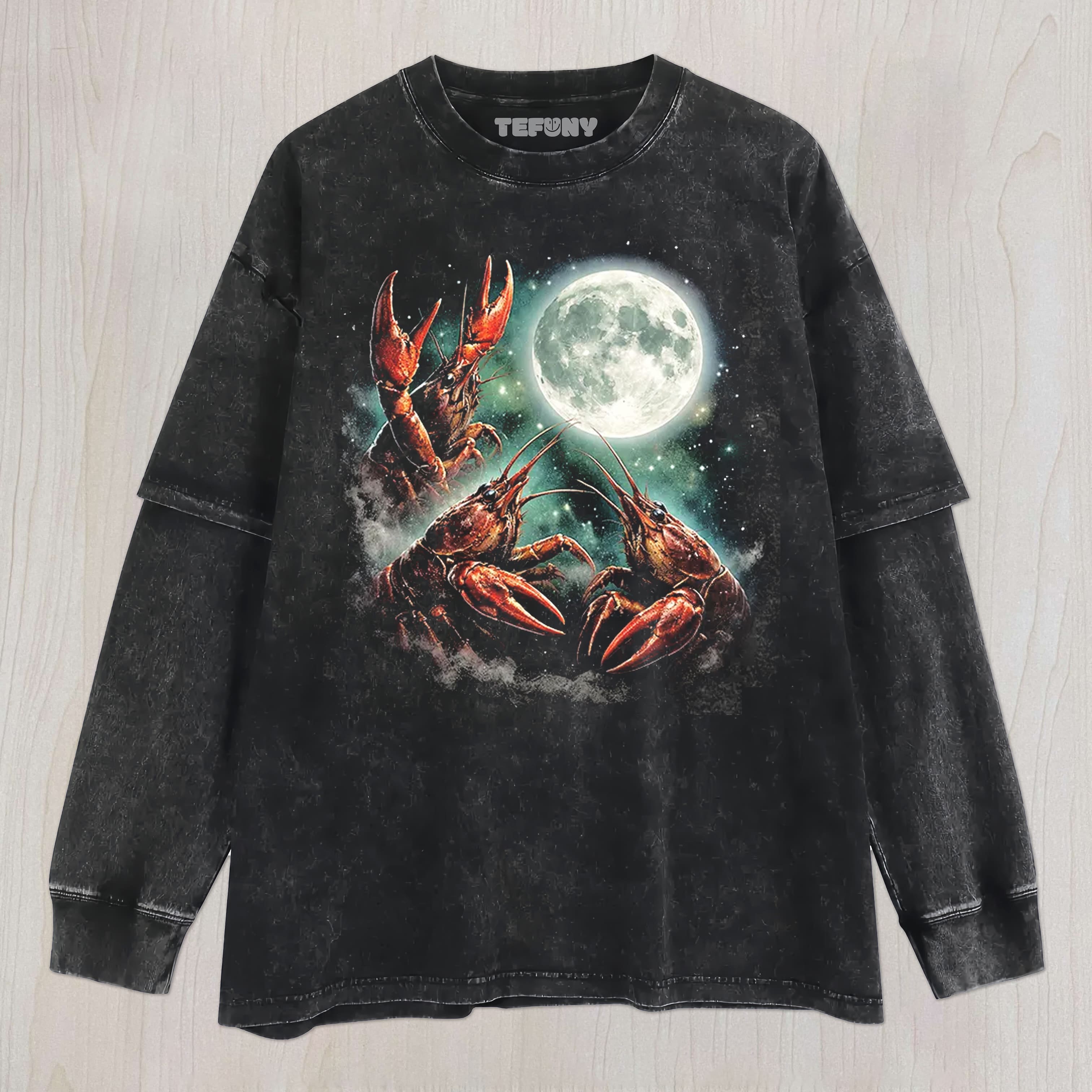 THREE CRAWFISH MOON UNISEX TEE, TANK TOP, LAYERED LS, SWEATSHIRT & HOODIE