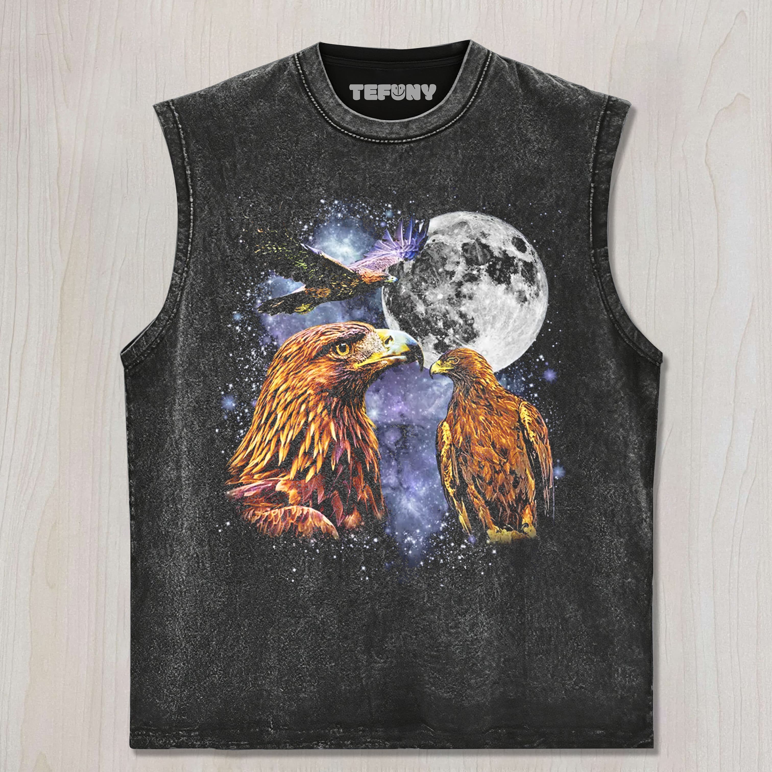 THREE EAGLES MOON UNISEX TEE, TANK TOP, LAYERED LS, SWEATSHIRT & HOODIE