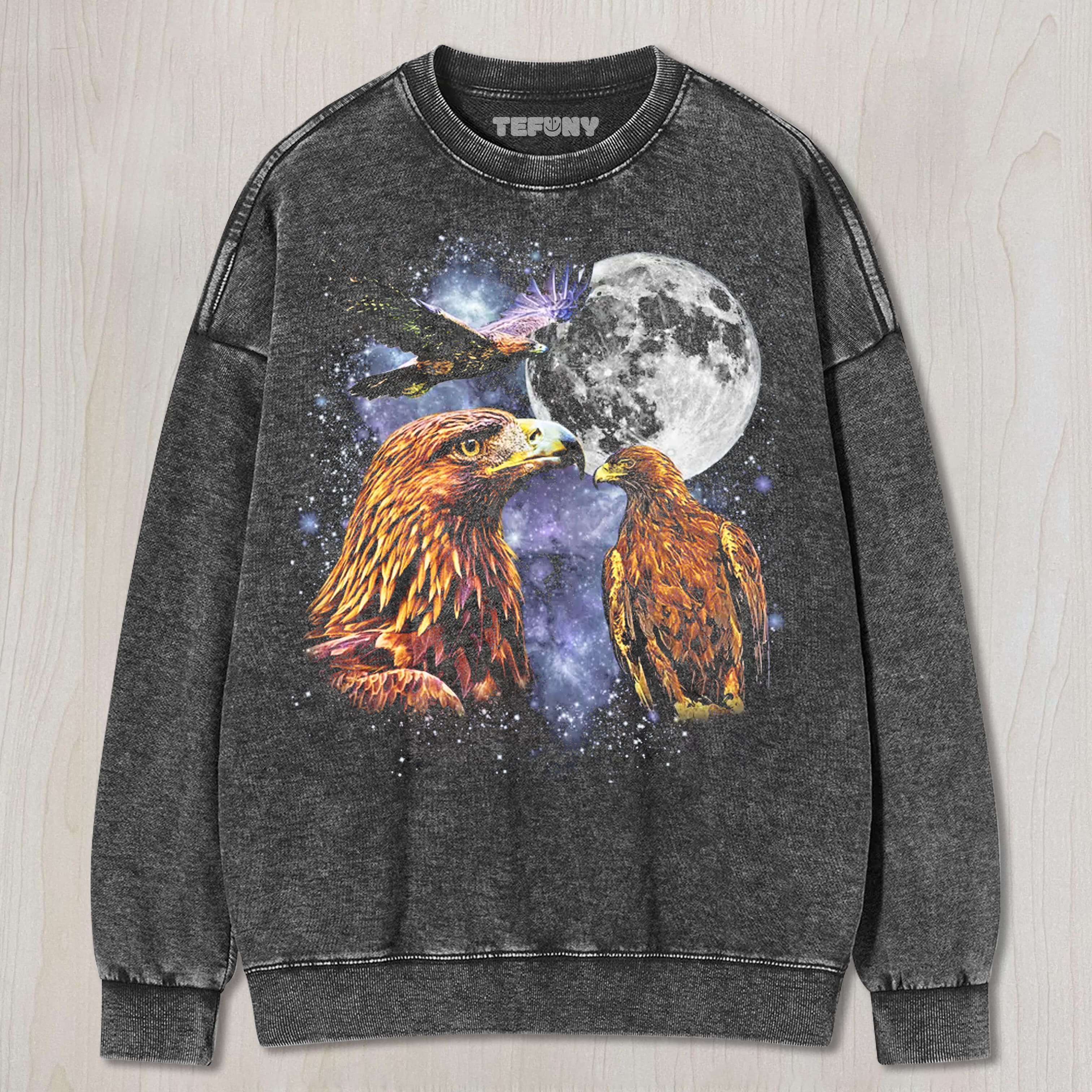 THREE EAGLES MOON UNISEX TEE, TANK TOP, LAYERED LS, SWEATSHIRT & HOODIE