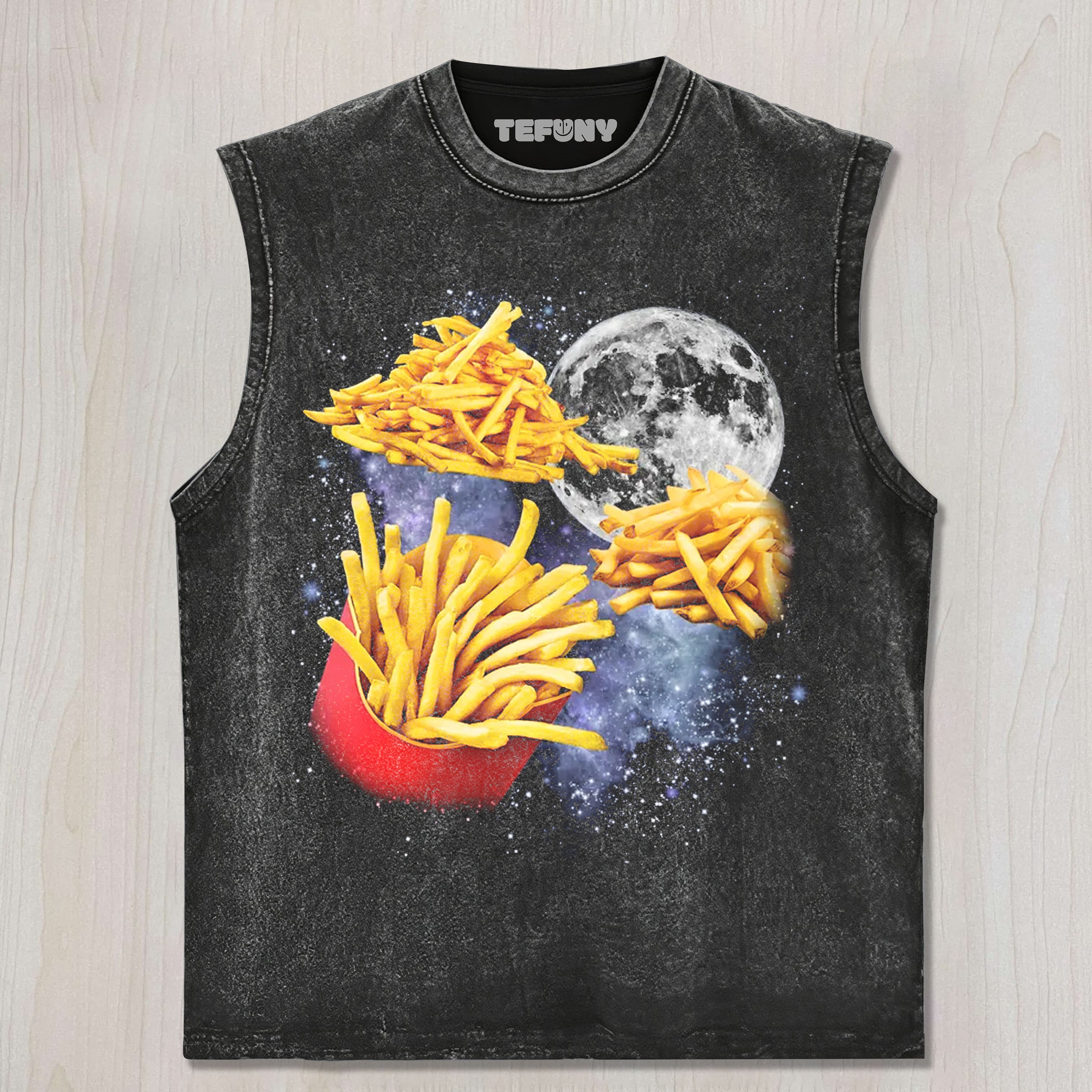 THREE FRIES MOON UNISEX TEE, TANK TOP, LAYERED LS, SWEATSHIRT & HOODIE