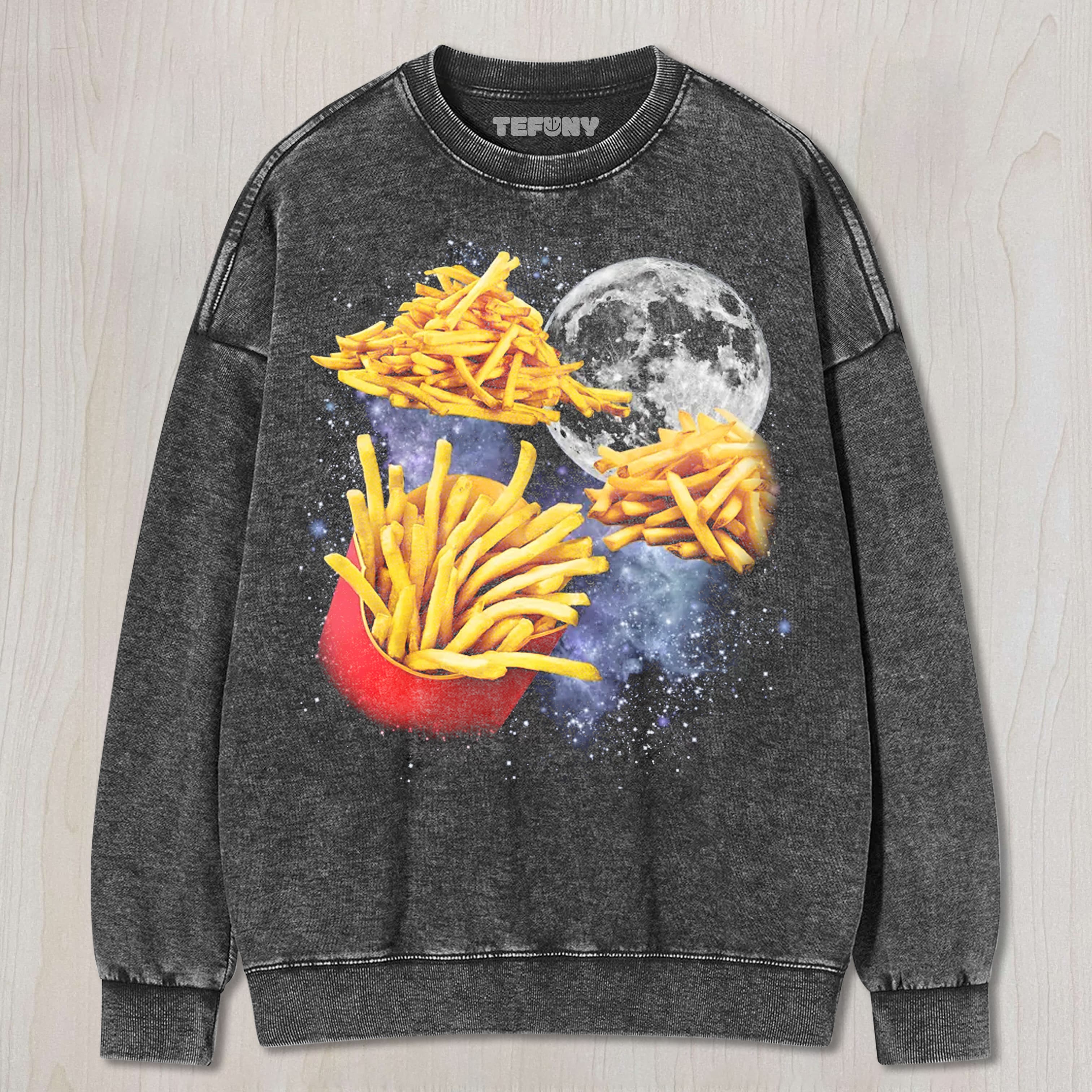 THREE FRIES MOON UNISEX TEE, TANK TOP, LAYERED LS, SWEATSHIRT & HOODIE