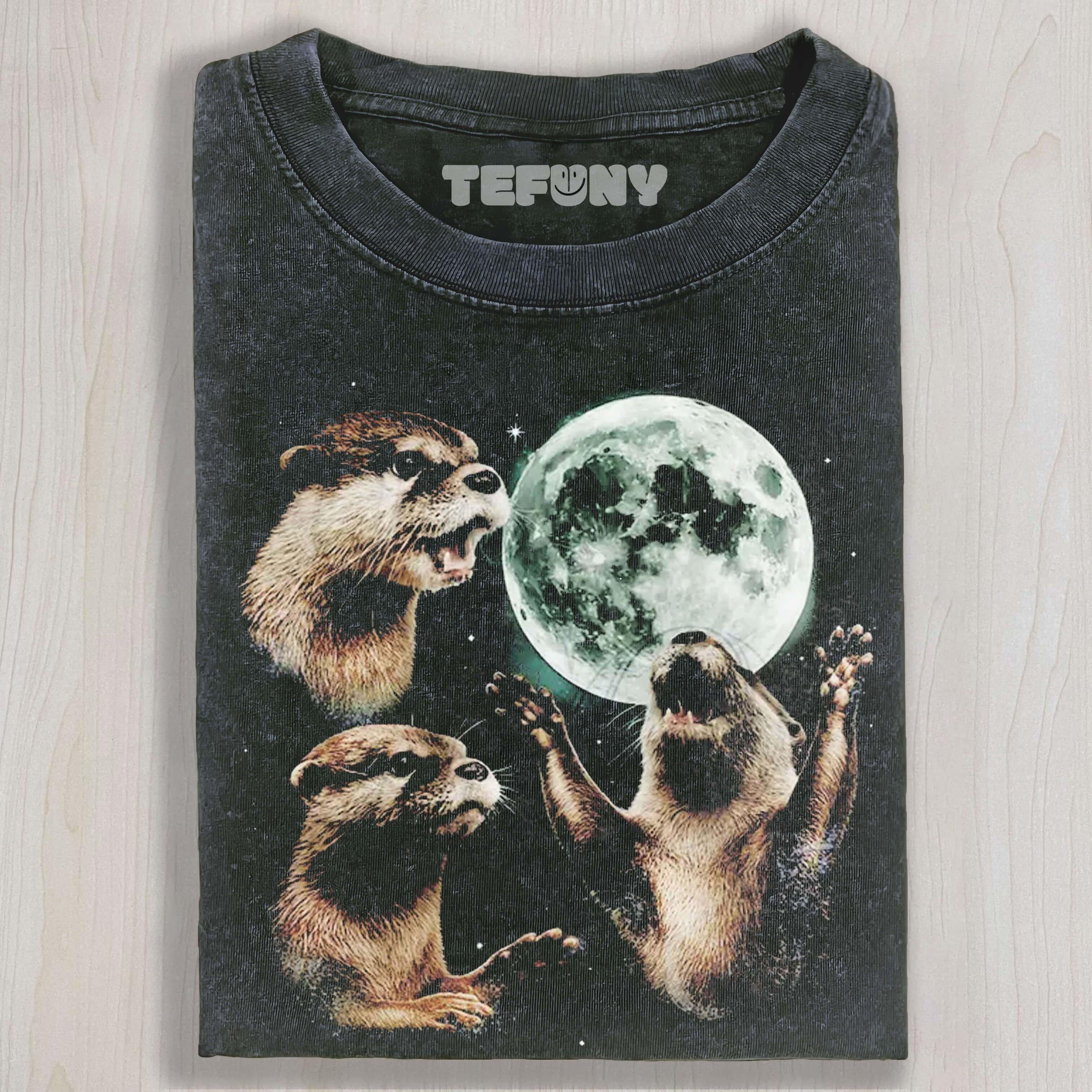 THREE OTTERS MOON UNISEX TEE, TANK TOP, LAYERED LS, SWEATSHIRT & HOODIE