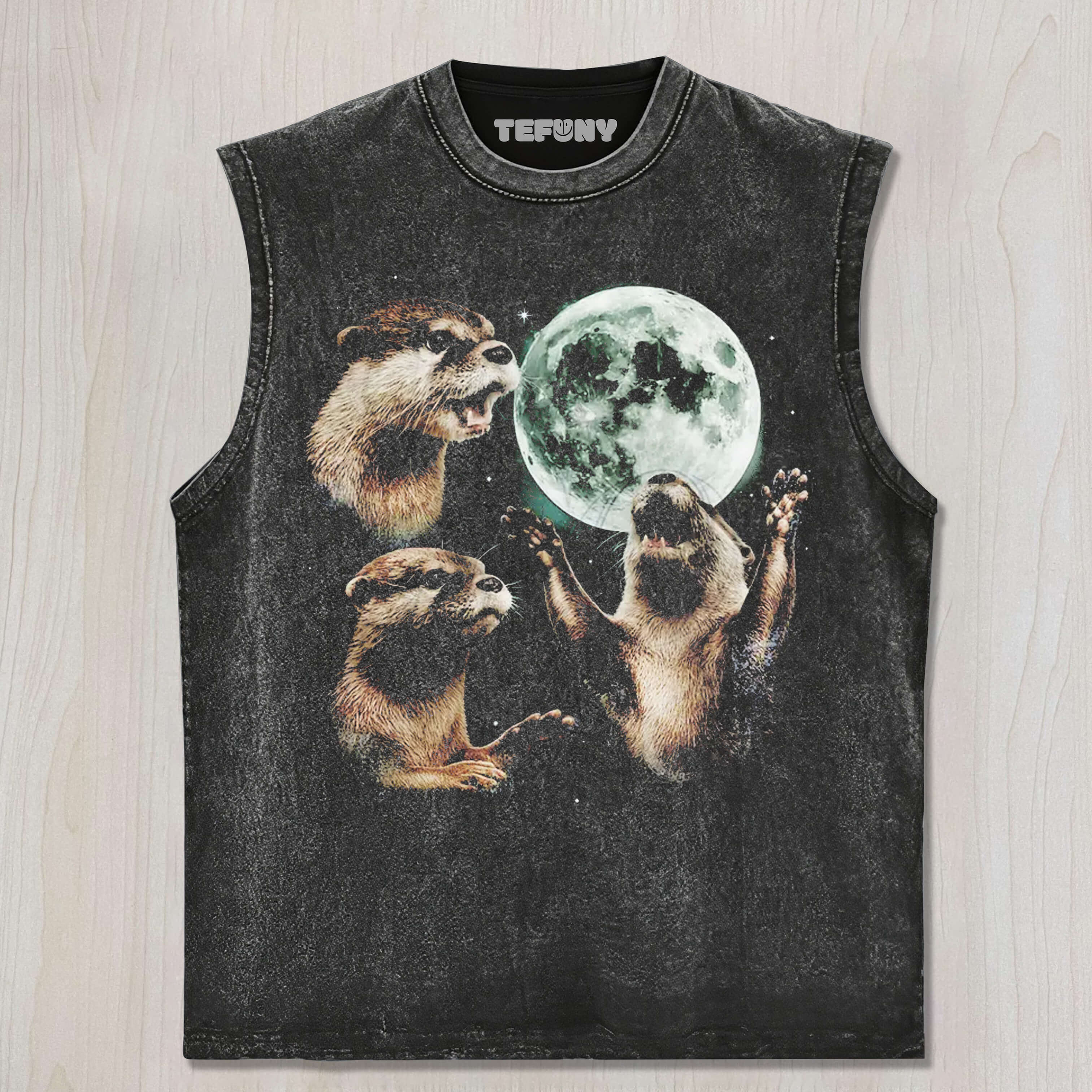 THREE OTTERS MOON UNISEX TEE, TANK TOP, LAYERED LS, SWEATSHIRT & HOODIE