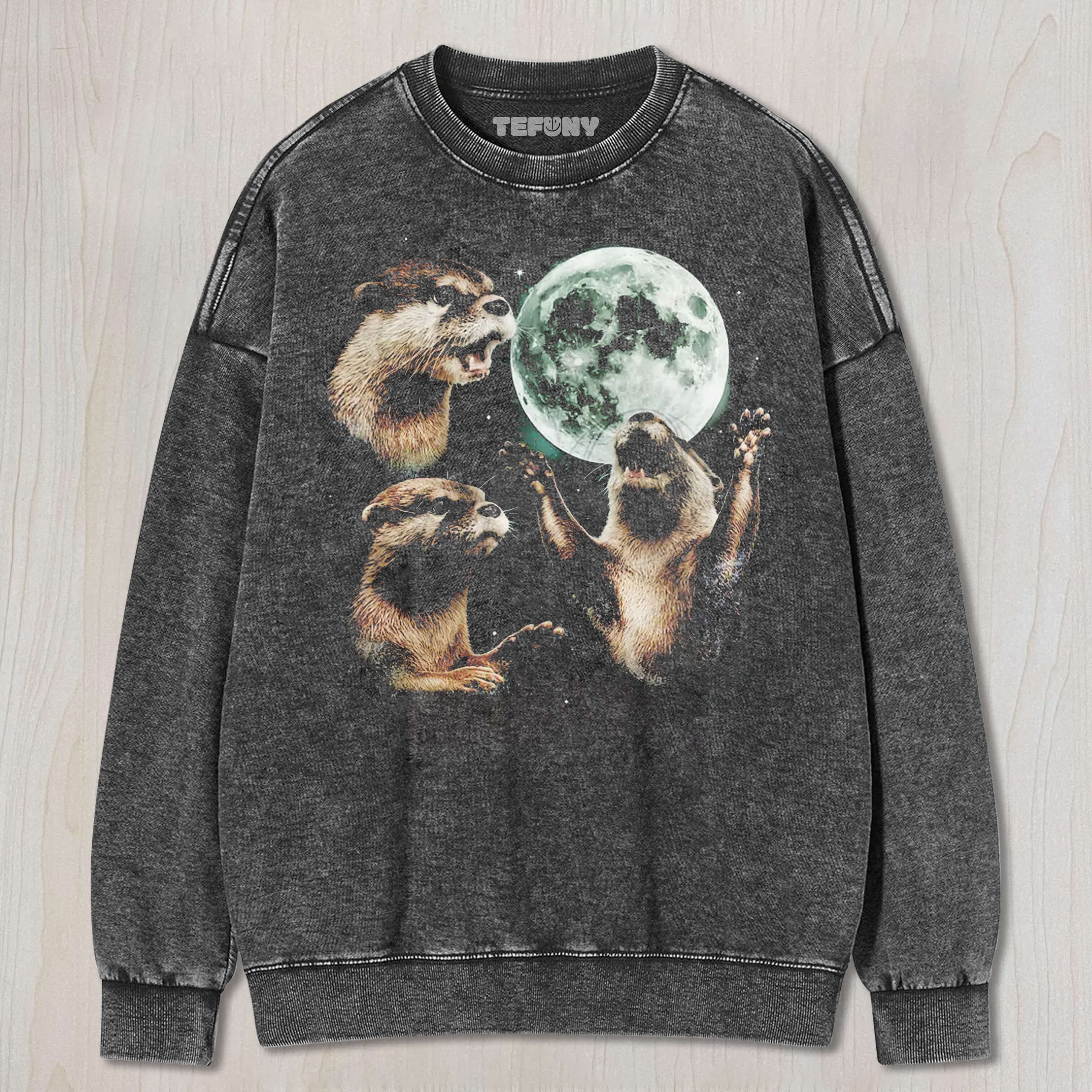 THREE OTTERS MOON UNISEX TEE, TANK TOP, LAYERED LS, SWEATSHIRT & HOODIE